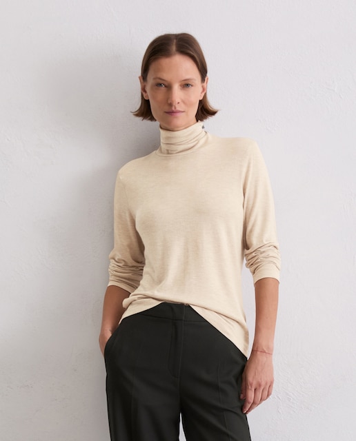 Imagen 0 de Camiseta con cuello alto de manga larga regular de Tencel Lyocell