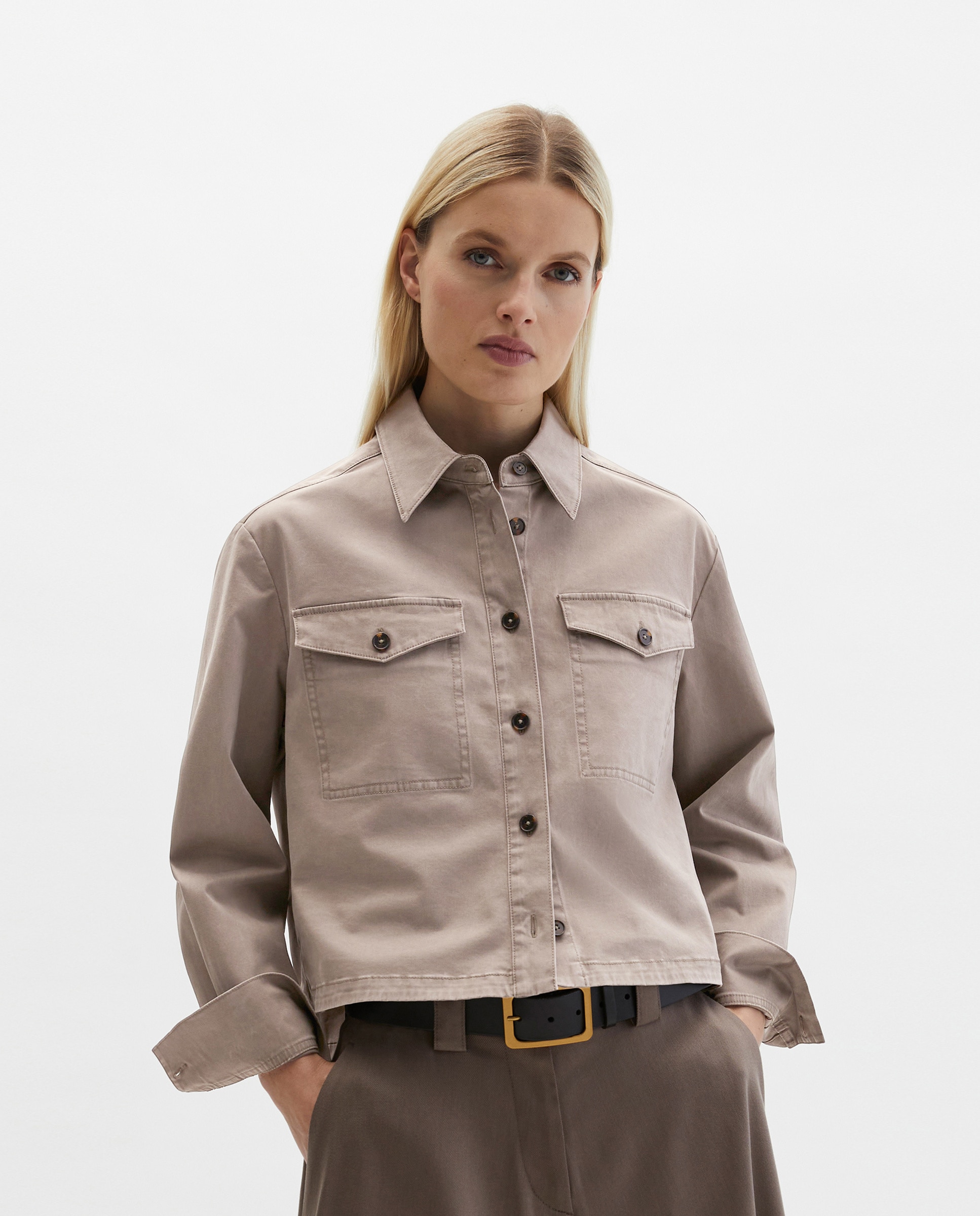 MARC O'POLO - Chaqueta de mujer oversize de sarga de algodón cepillado.