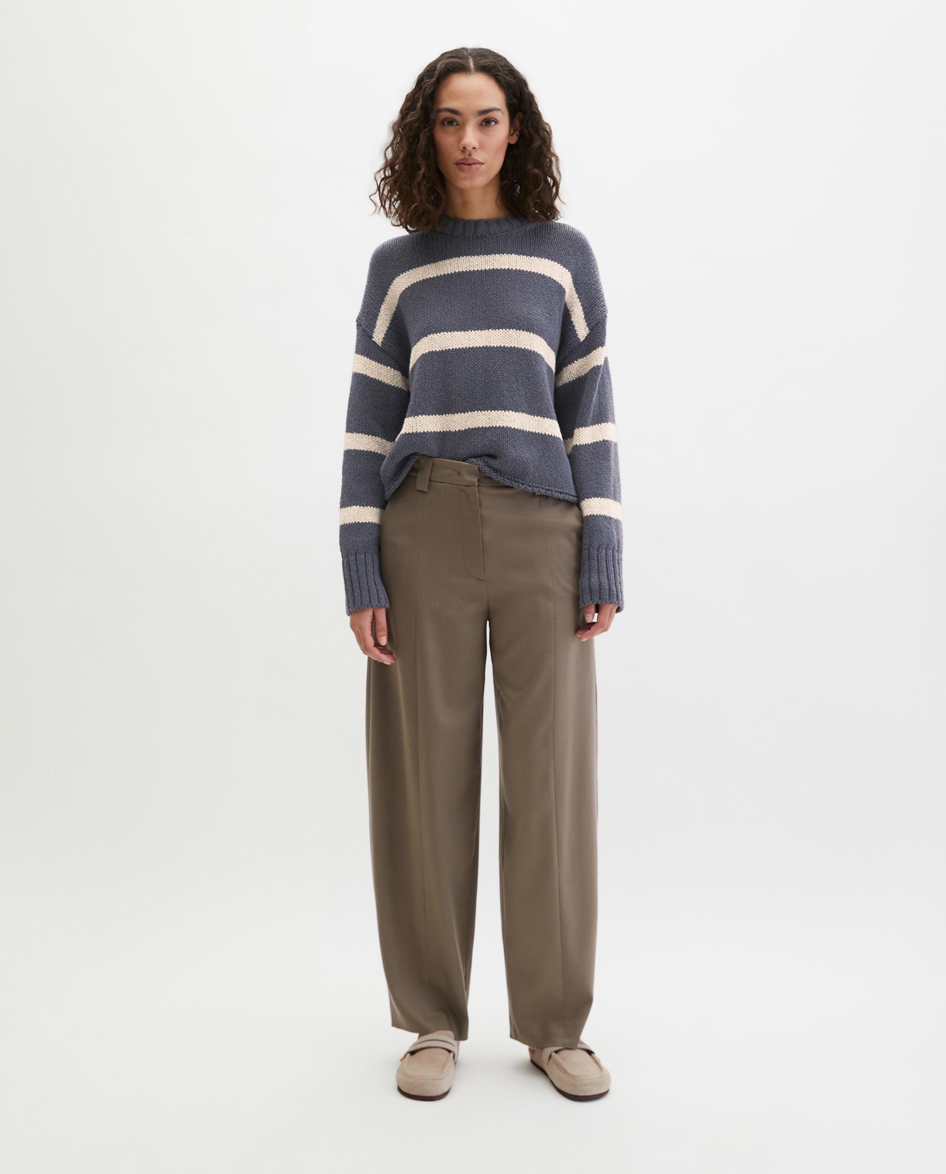 MARC O'POLO - Pantalón de mujer de traje cónico tipo barril de TENCEL Lyocell de primera calidad.