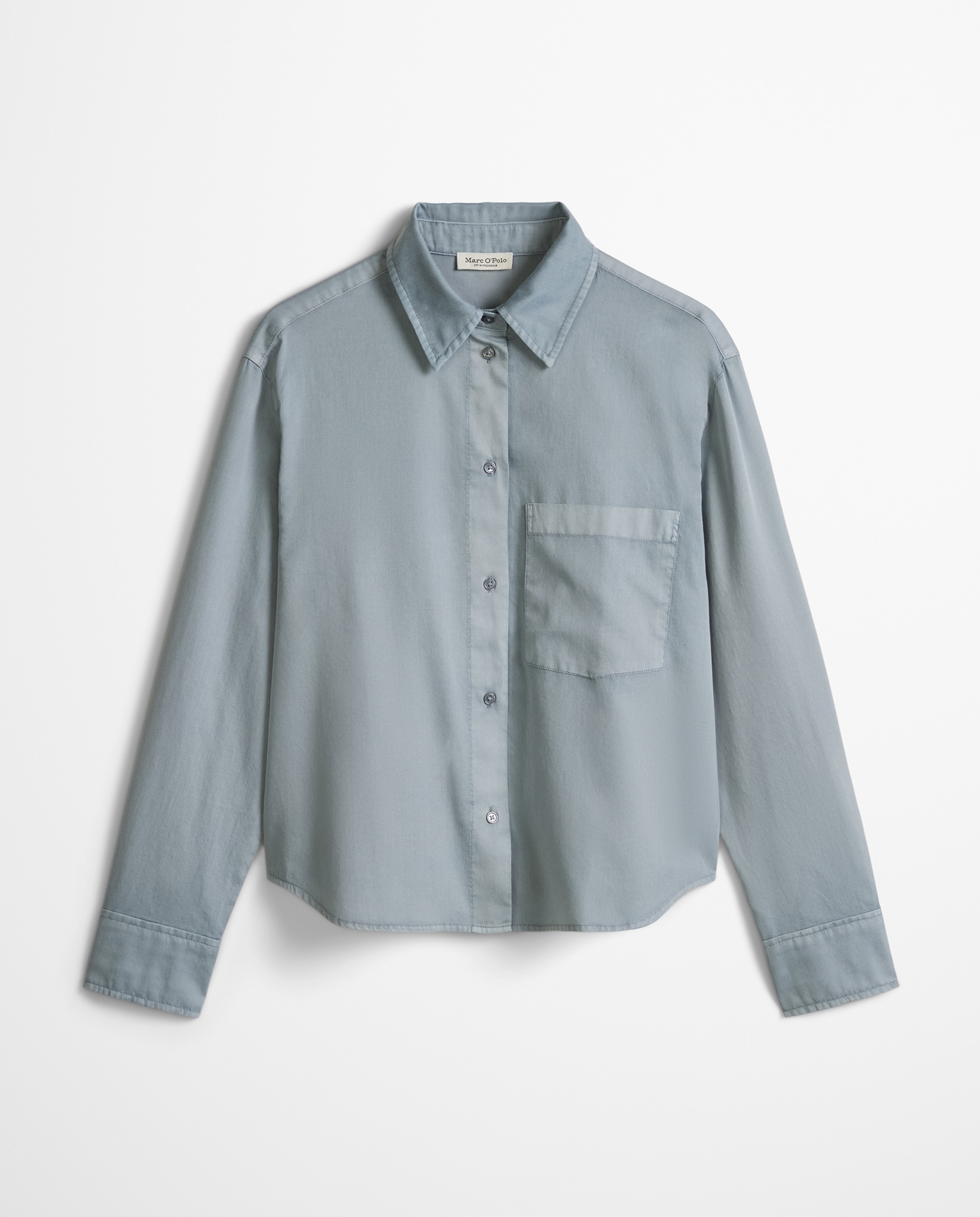 Blusa de mujer corta relajada de satén de algodón - MARC  O'POLO - Gris claro Gris claro-6