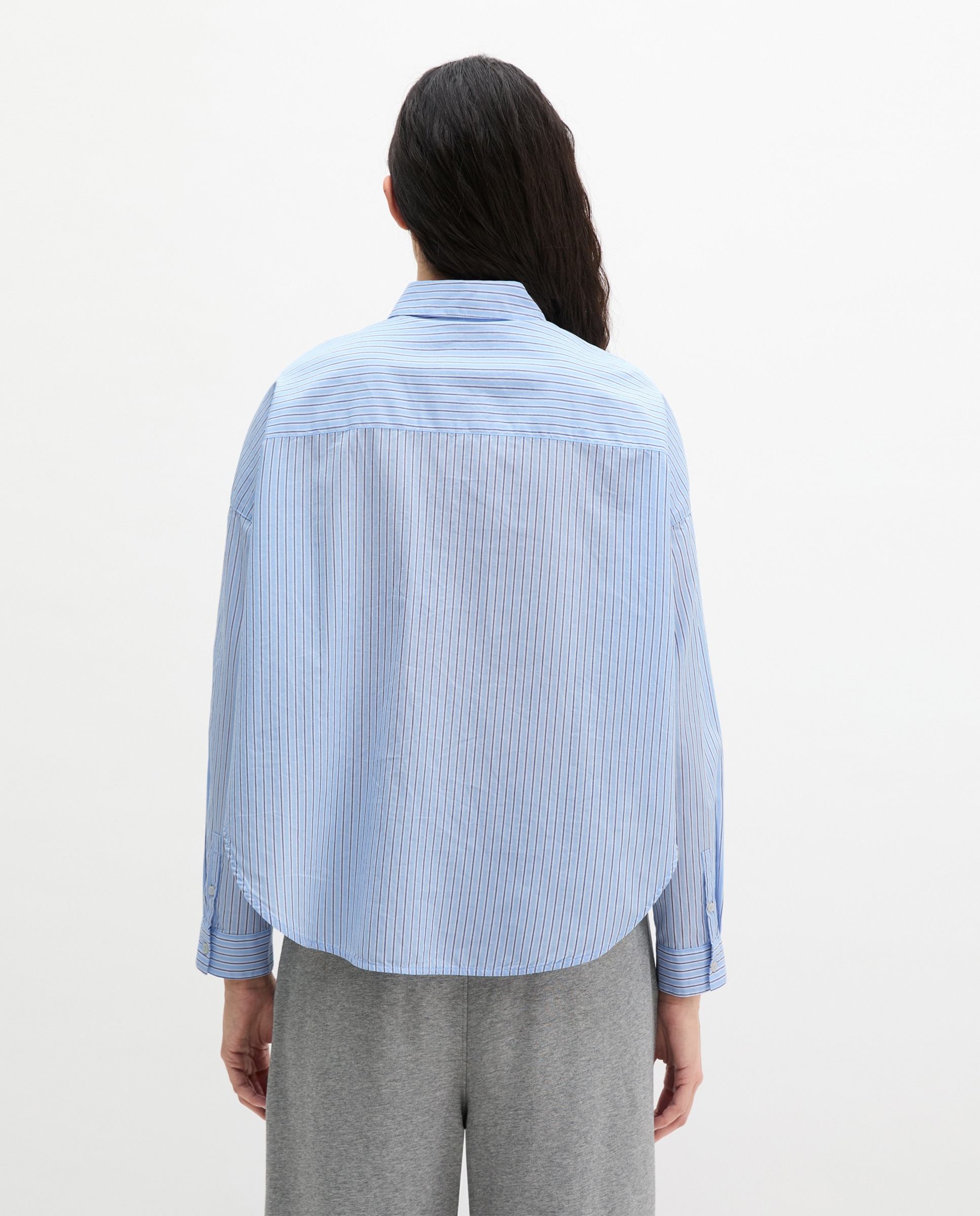 Blusa de mujer de rayas suelta de algodón chambray - MARC  O'POLO - Azul celeste Azul celeste-2