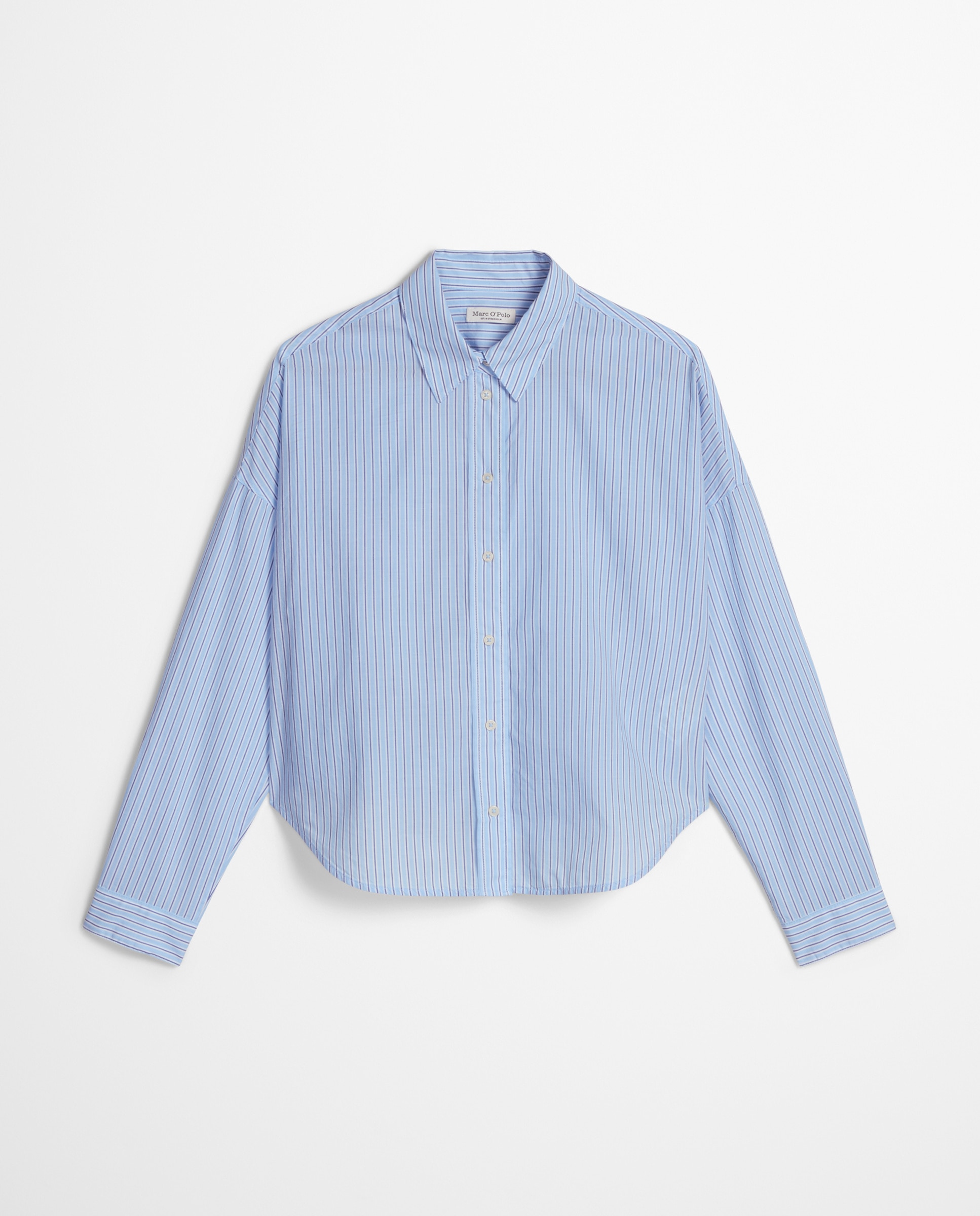 Blusa de mujer de rayas suelta de algodón chambray - MARC  O'POLO - Azul celeste Azul celeste-6
