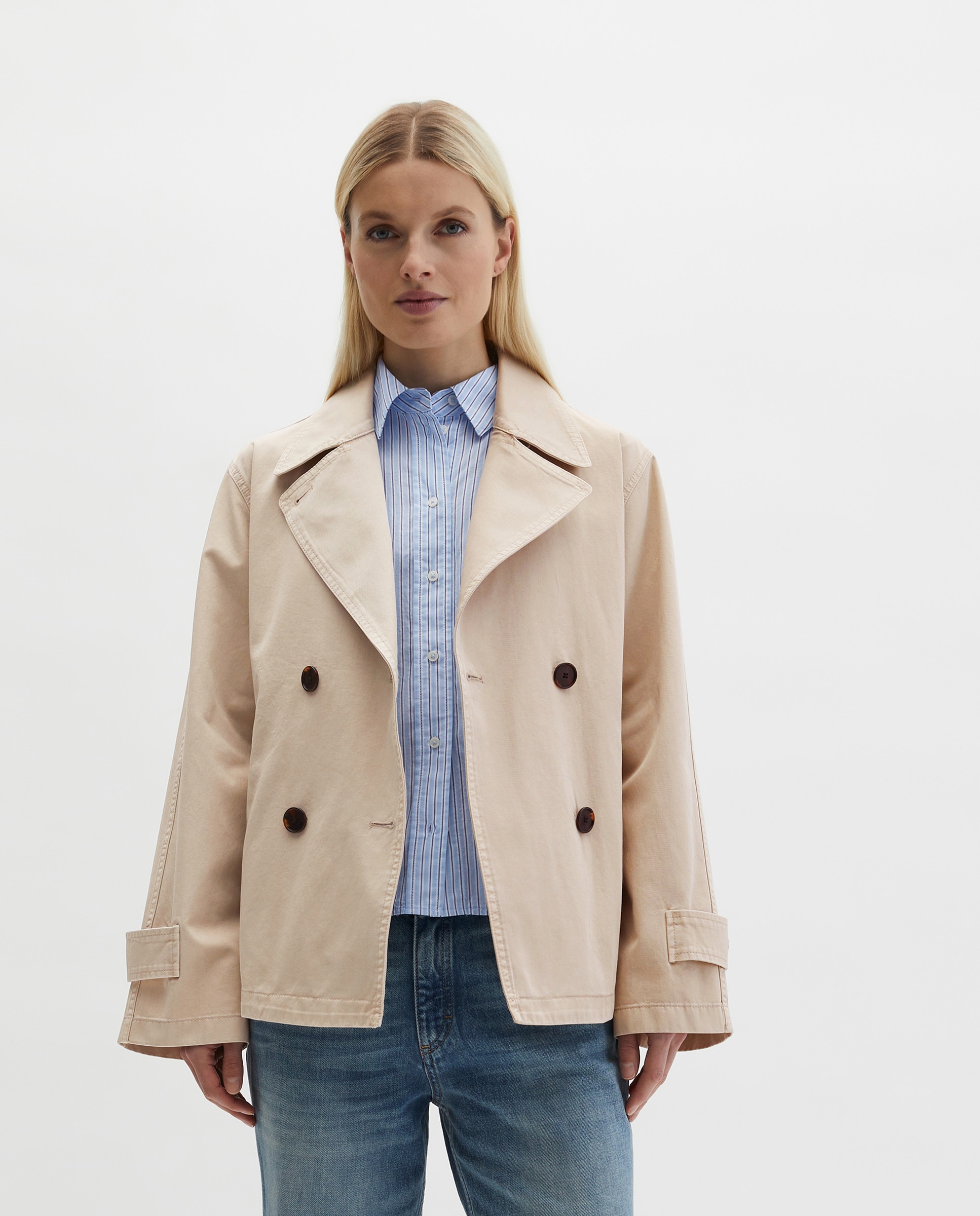 MARC O'POLO - Chaqueta de mujer Caban relajada de sarga de algodón ecológico.