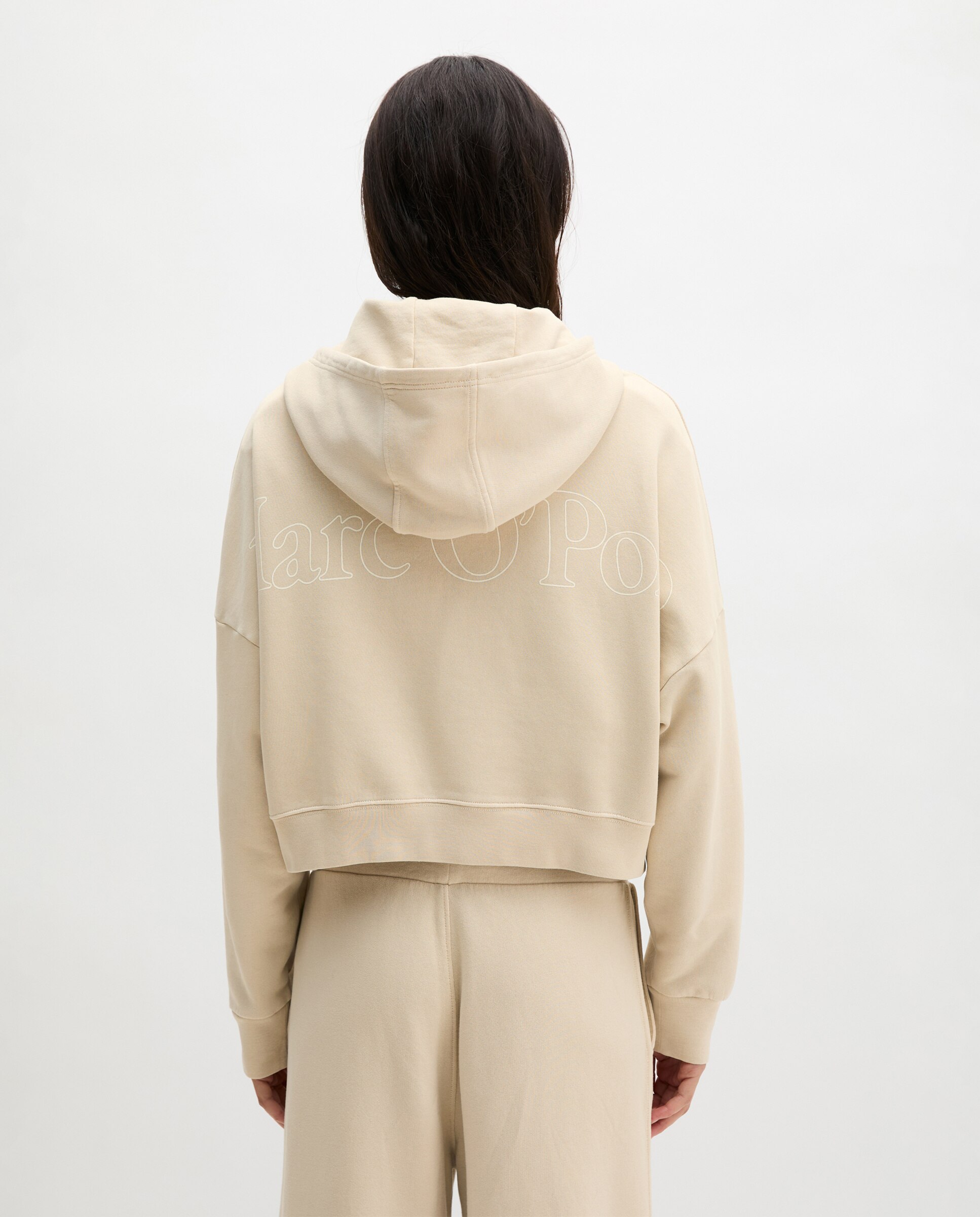 Sudadera de mujer con capucha y logo relajado con algodón reciclado - MARC  O'POLO - Beige Beige-2