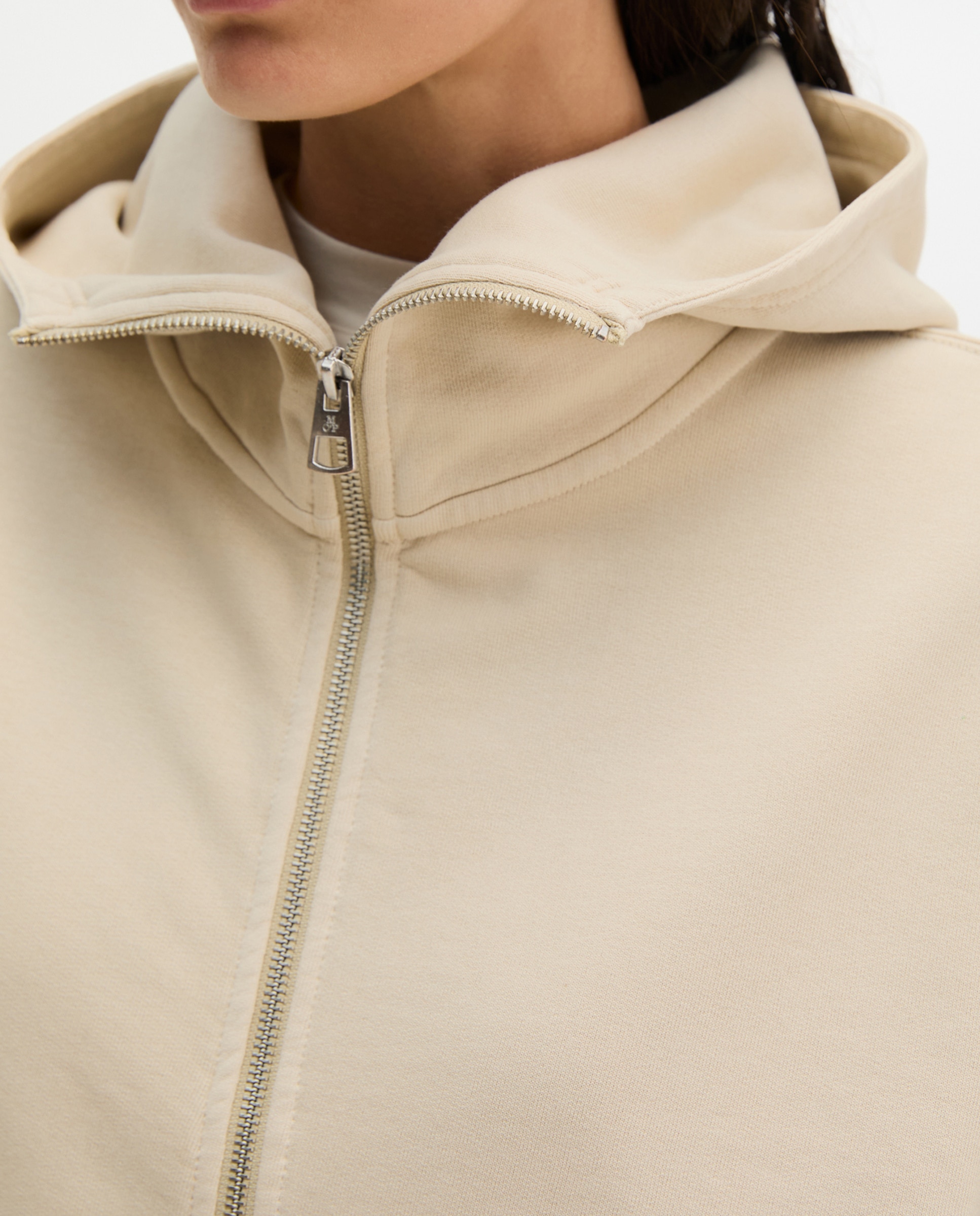 Sudadera de mujer con capucha y logo relajado con algodón reciclado - MARC  O'POLO - Beige Beige-4