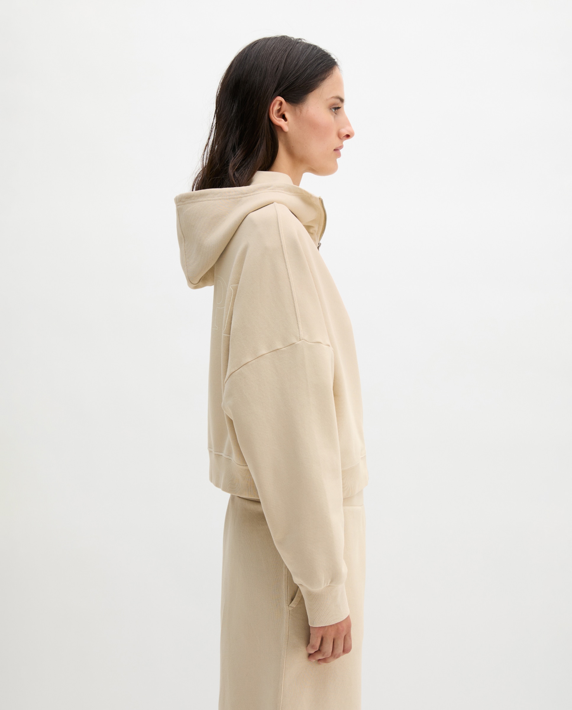 Sudadera de mujer con capucha y logo relajado con algodón reciclado - MARC  O'POLO - Beige Beige-5