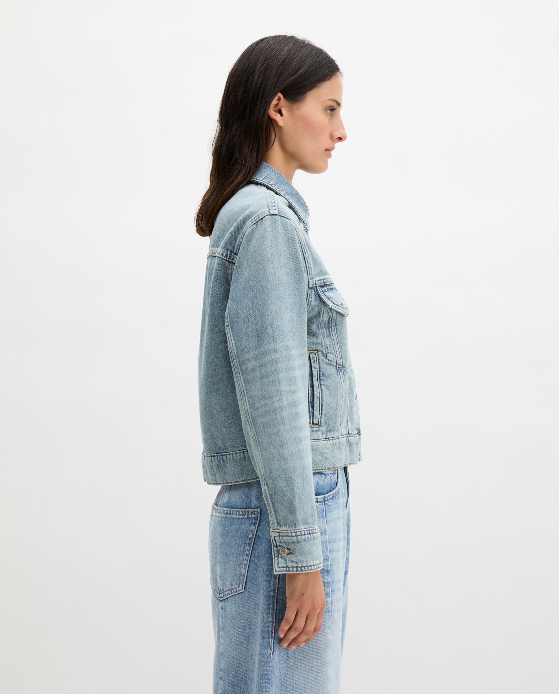 Chaqueta de mujer vaquera relajada de puro algodón orgánico - MARC  O'POLO - Azul claro Azul claro-5
