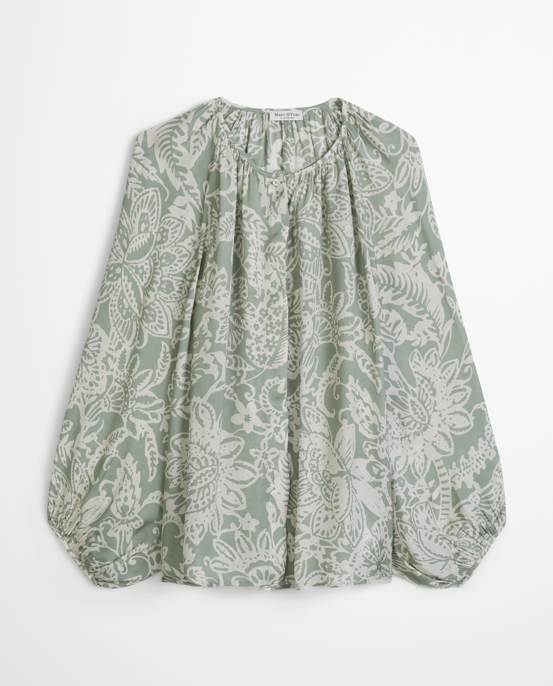 Blusa de mujer estampada suelta de sarga ligera de viscosa - MARC  O'POLO - Verde claro Verde claro-6