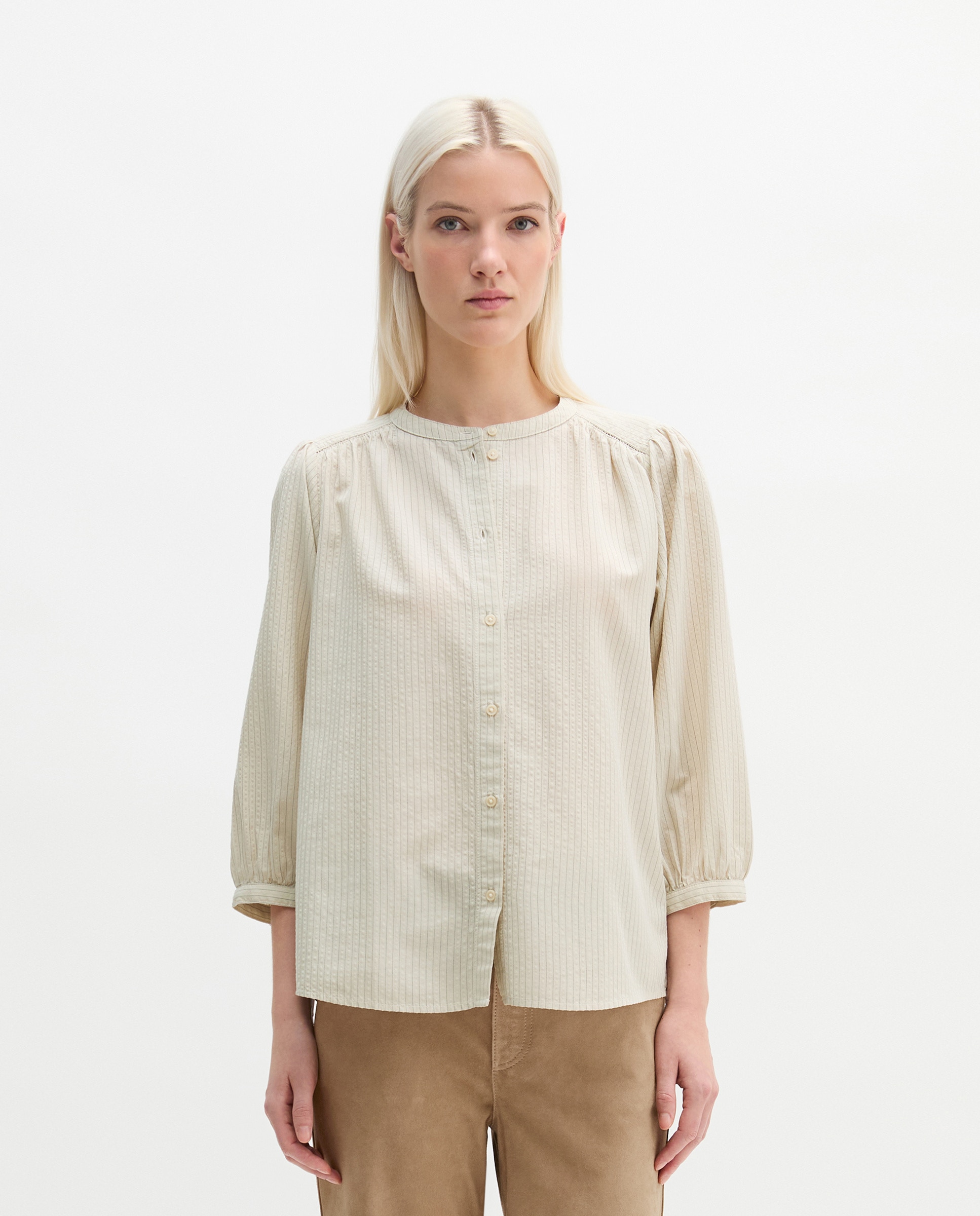 Blusa de rayas en forma de a mezcla de algodón orgánico y viscosa - MARC O'POLO - Blanco Blanco-1