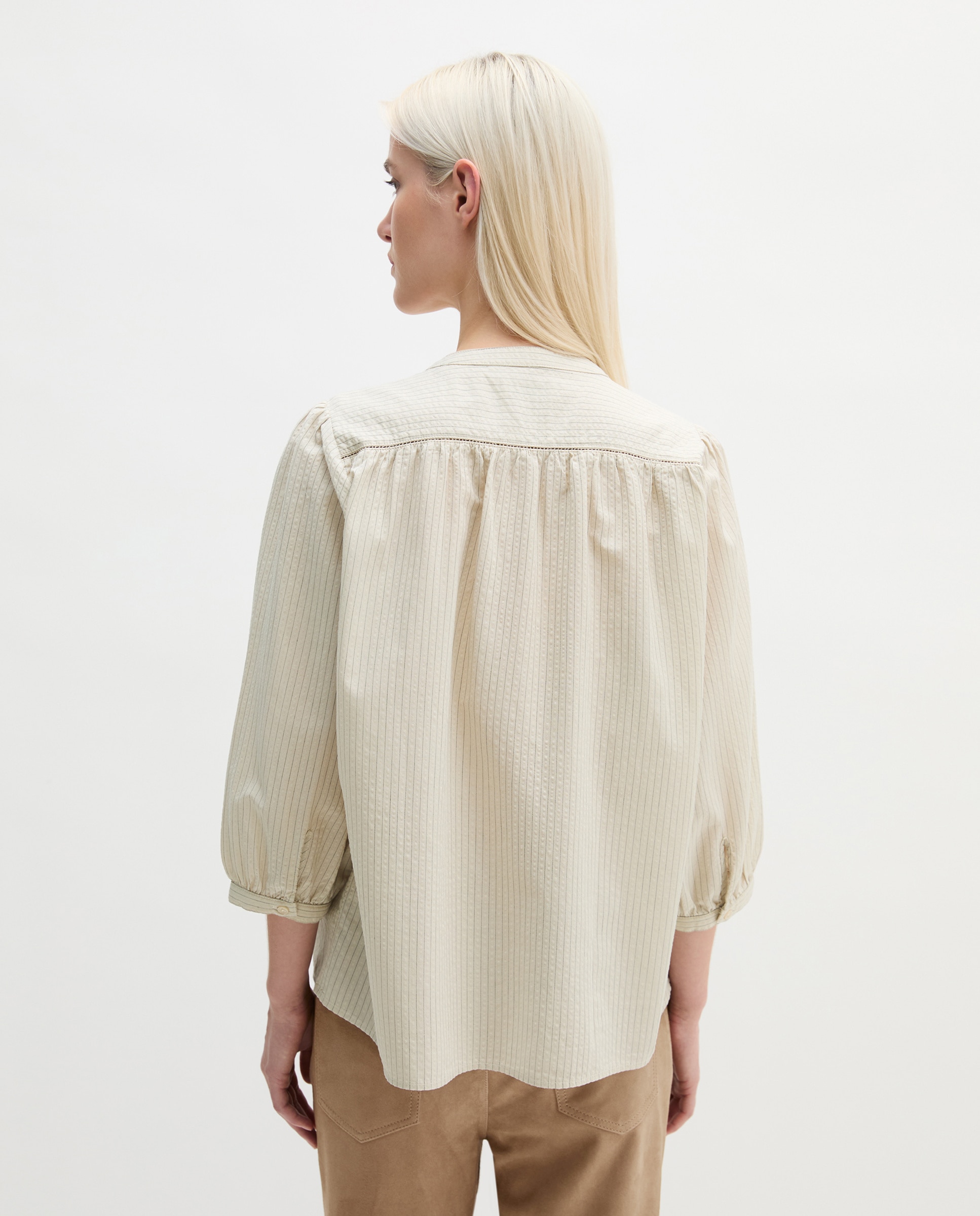 Blusa de rayas en forma de a mezcla de algodón orgánico y viscosa - MARC O'POLO - Blanco Blanco-2
