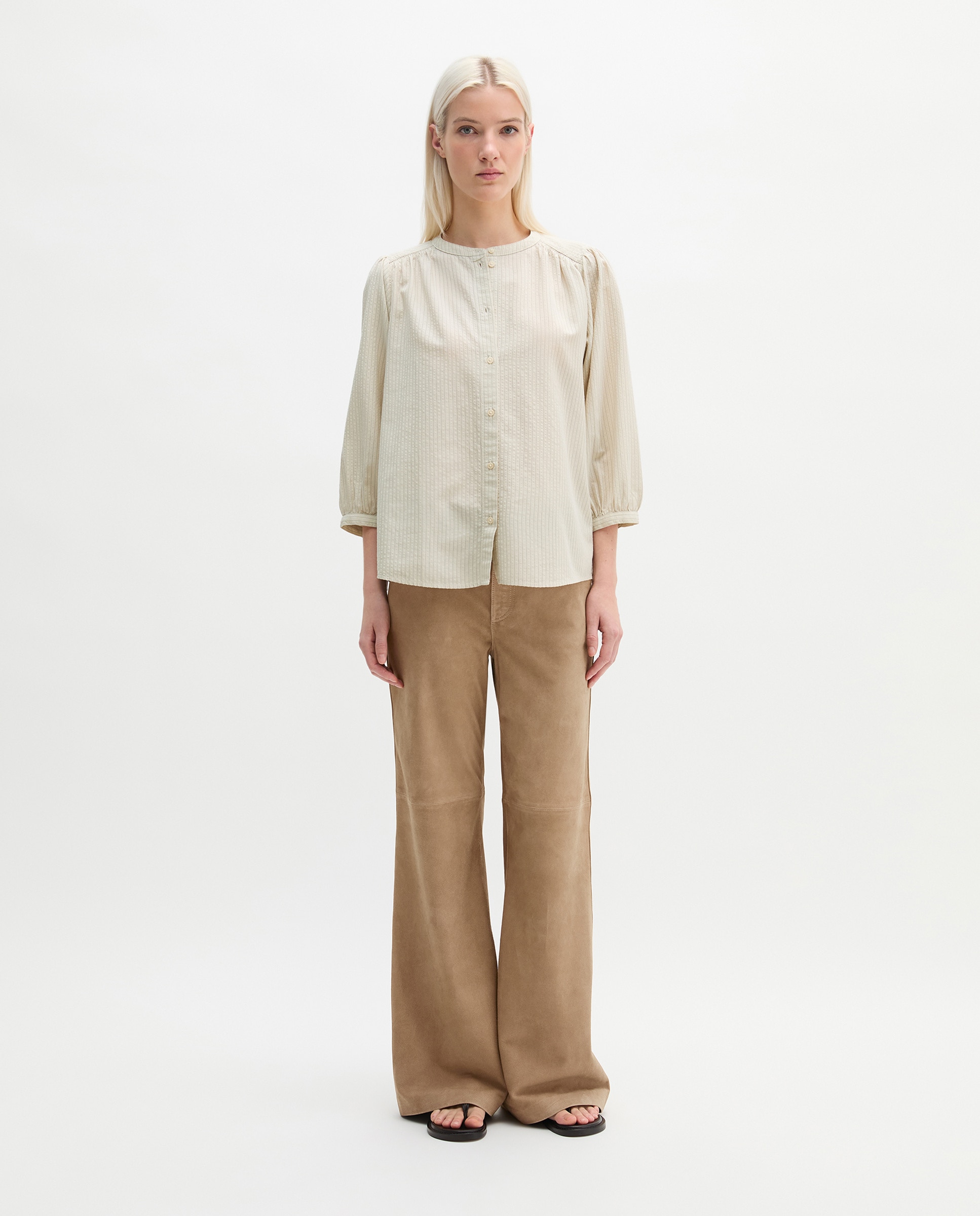 Blusa de rayas en forma de a mezcla de algodón orgánico y viscosa - MARC O'POLO - Blanco Blanco-3