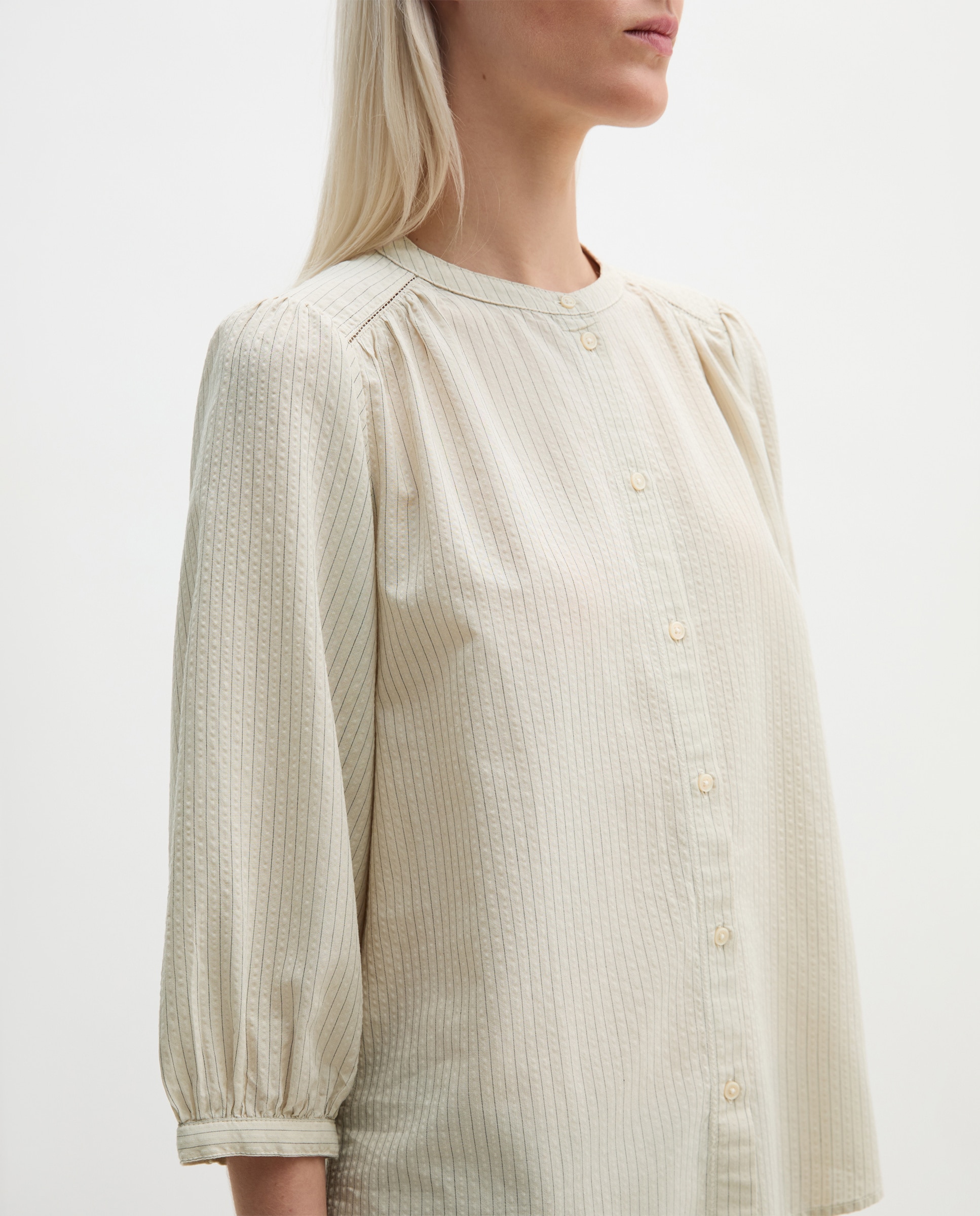 Blusa de rayas en forma de a mezcla de algodón orgánico y viscosa - MARC O'POLO - Blanco Blanco-4