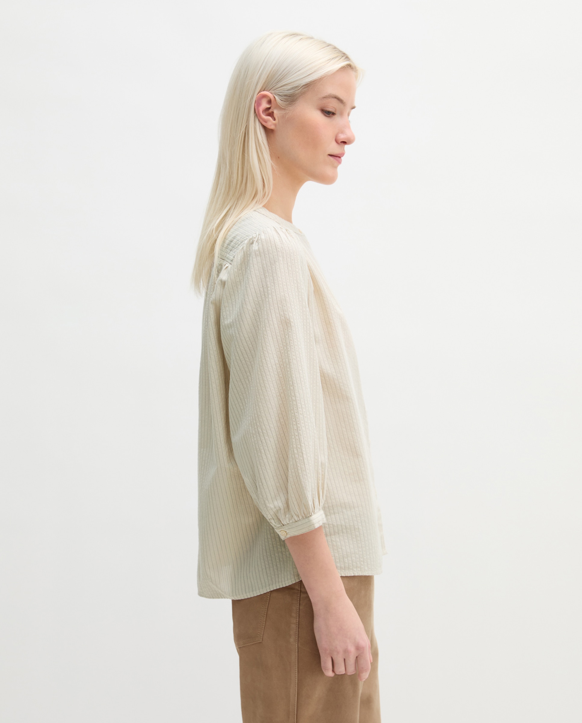 Blusa de rayas en forma de a mezcla de algodón orgánico y viscosa - MARC O'POLO - Blanco Blanco-5