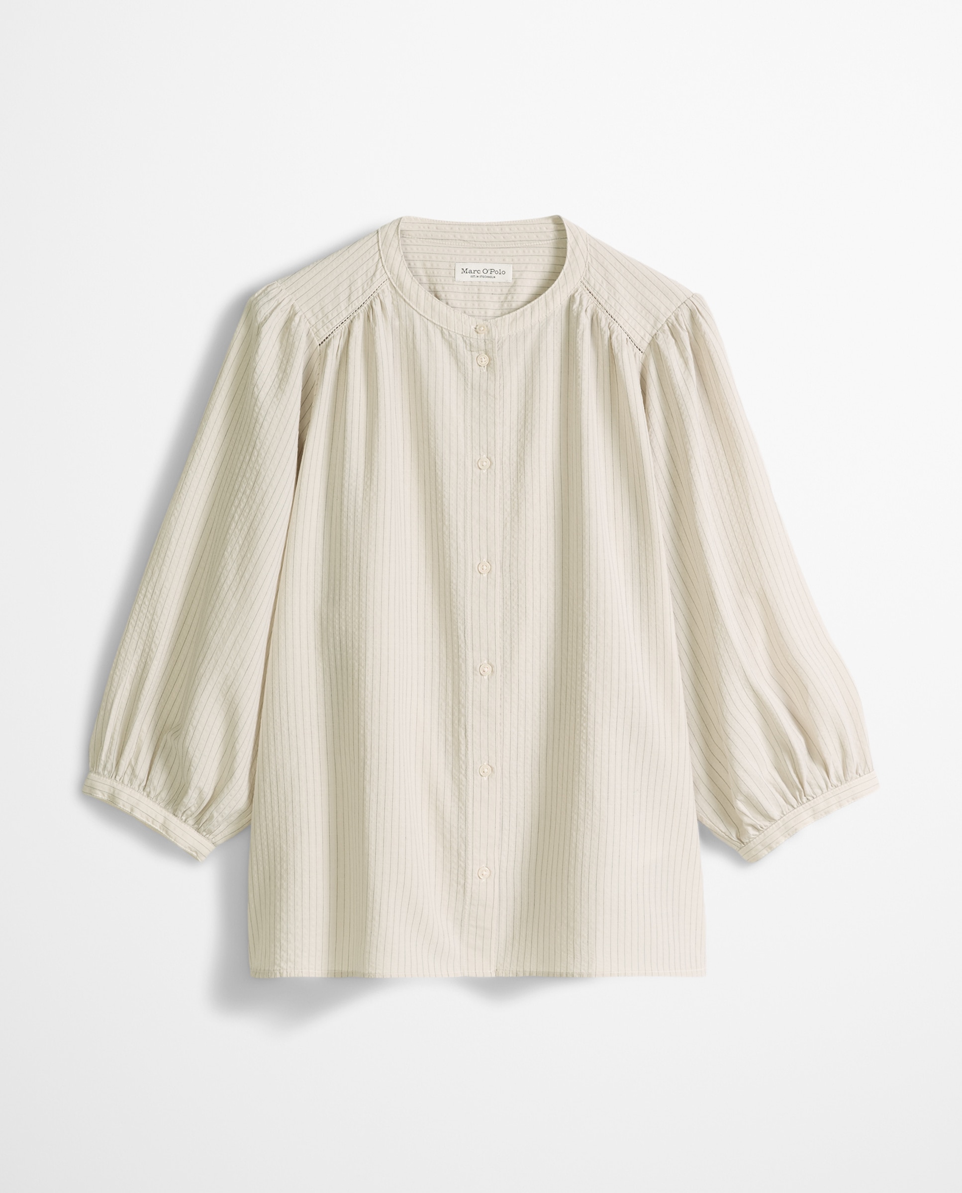 Blusa de rayas en forma de a mezcla de algodón orgánico y viscosa - MARC O'POLO - Blanco Blanco-6