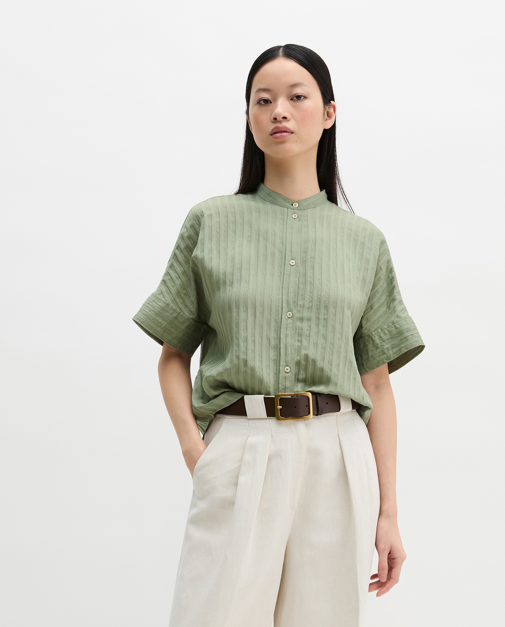 Imagen 0 de Blusa de mujer boyfriend regular Hecho de TENCEL Modal Verde