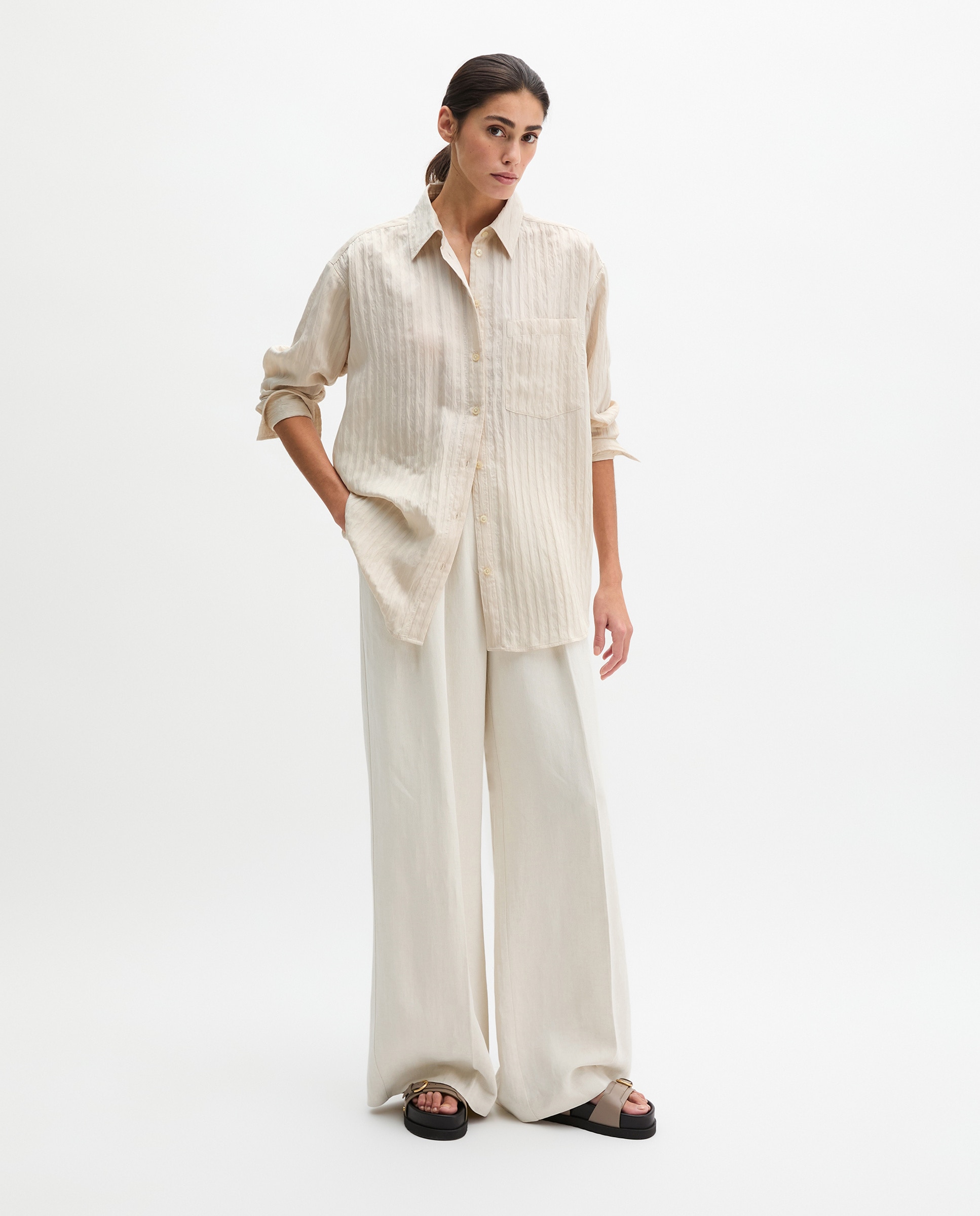 Blusa de mujer boyfriend suelta Hecho de TENCEL Modal - MARC  O'POLO - Beige Beige-1