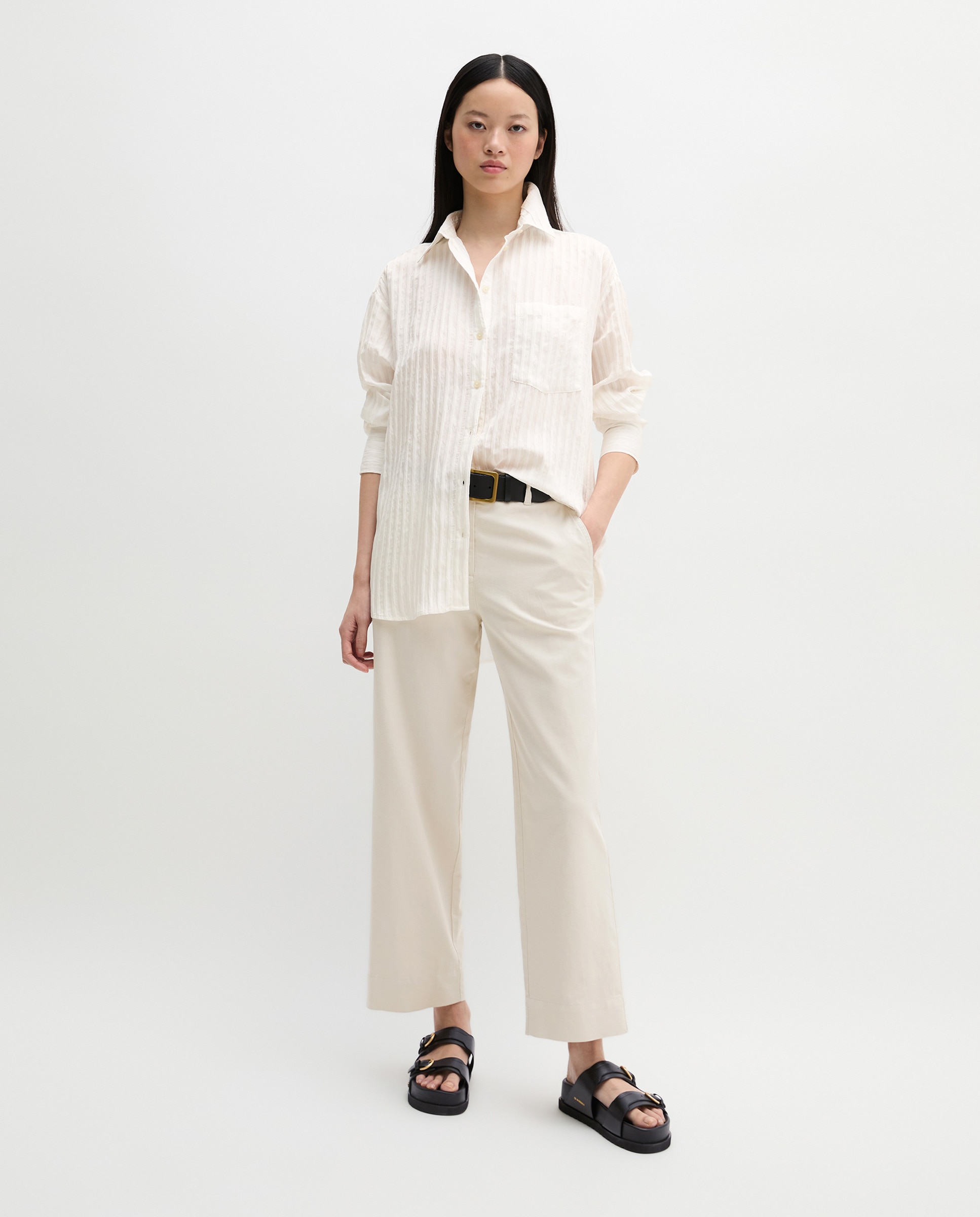 Imagen 0 de Blusa de mujer boyfriend suelta Hecho de TENCEL Modal Blanco
