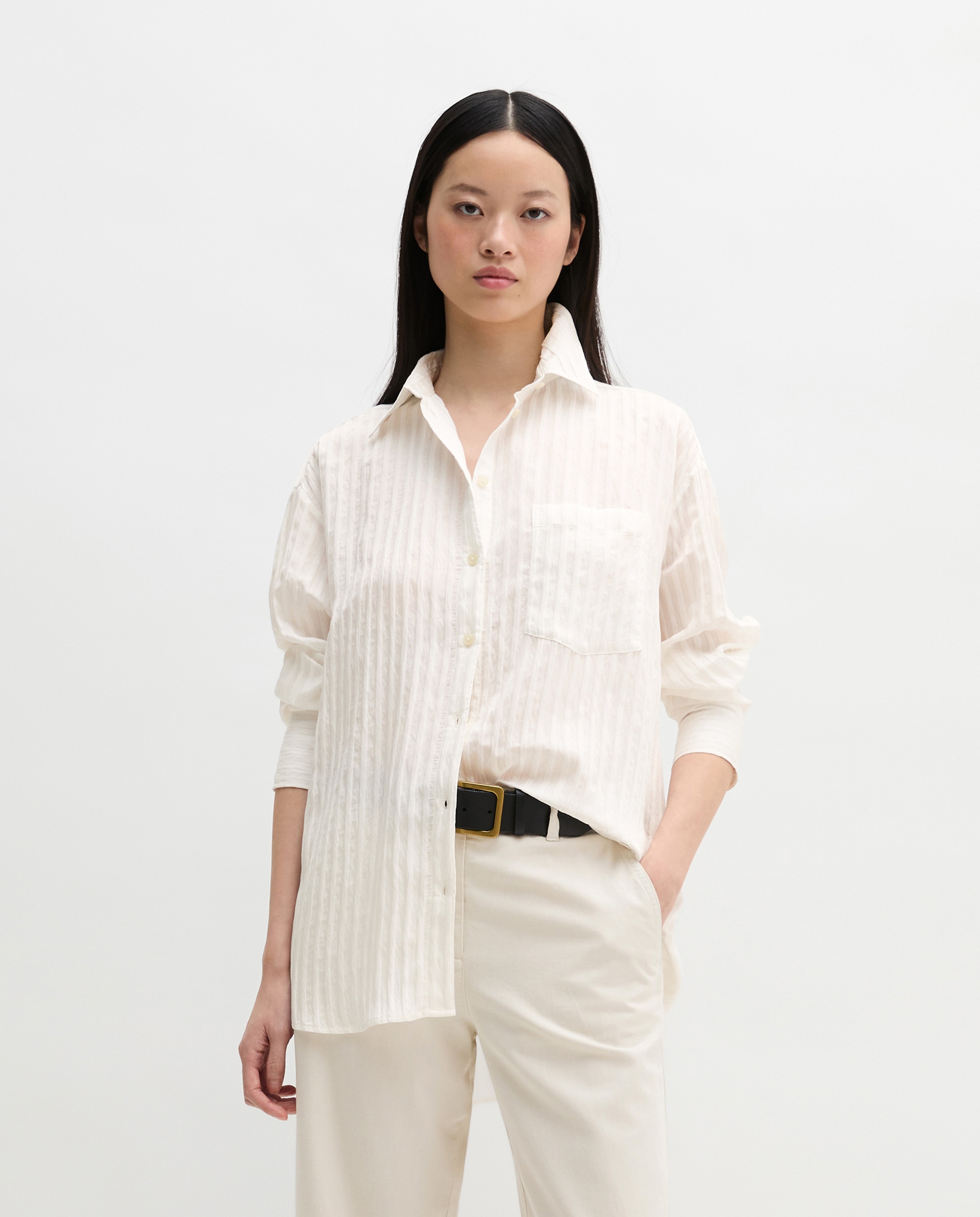 Blusa de mujer boyfriend suelta Hecho de TENCEL Modal - MARC  O'POLO - Blanco Blanco-3
