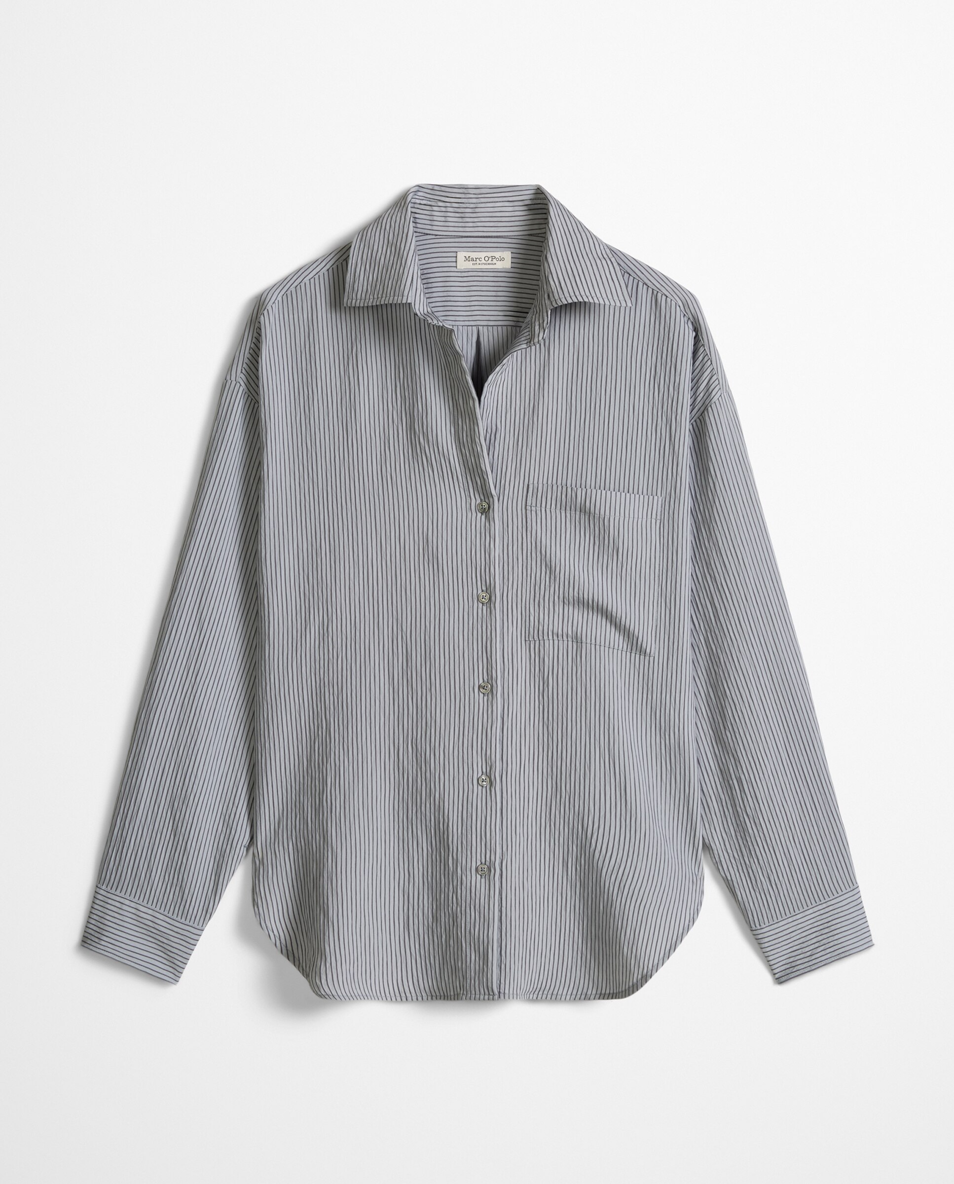 Blusa de mujer relajada de rayas de una mezcla de viscosa arrugada - MARC  O'POLO - Azul Azul-6