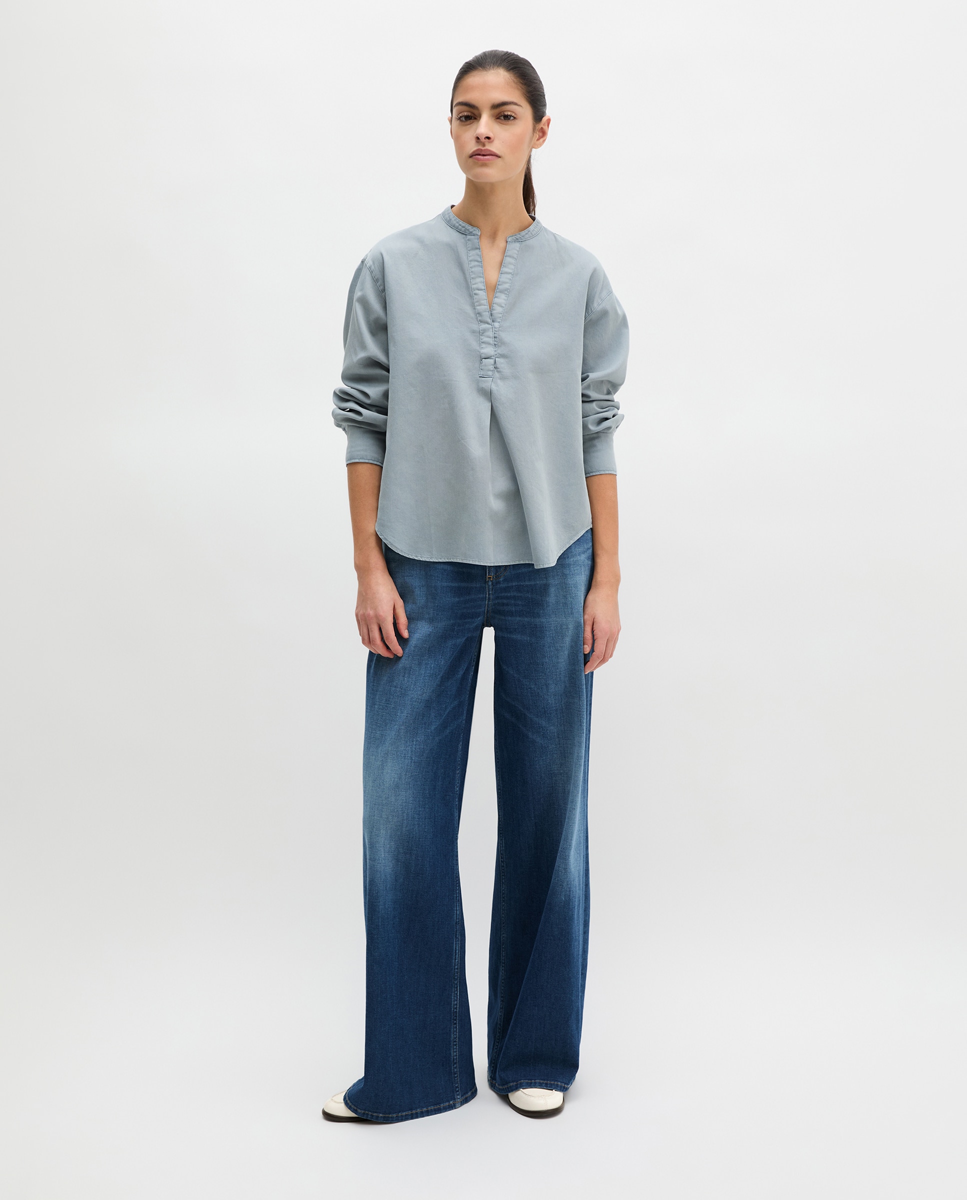 MARC O'POLO - Blusa de mujer suelta de satén de algodón.
