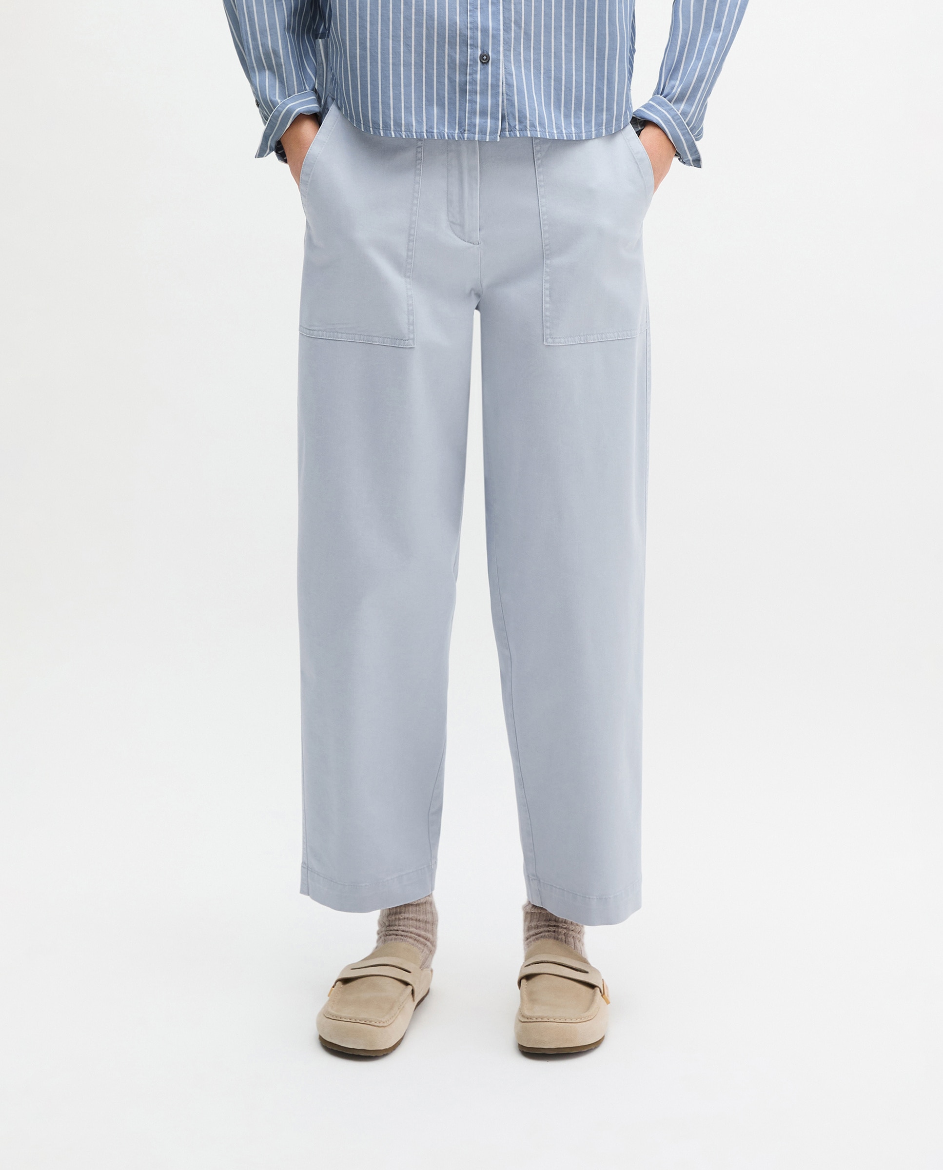 Blusa de mujer de rayas suelta de algodón chambray - MARC  O'POLO - Azul denim Azul denim-3