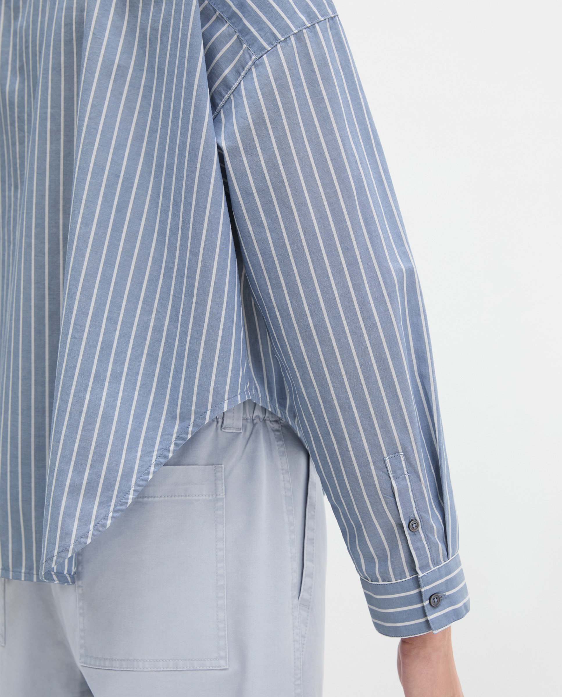 Blusa de mujer de rayas suelta de algodón chambray - MARC  O'POLO - Azul denim Azul denim-4