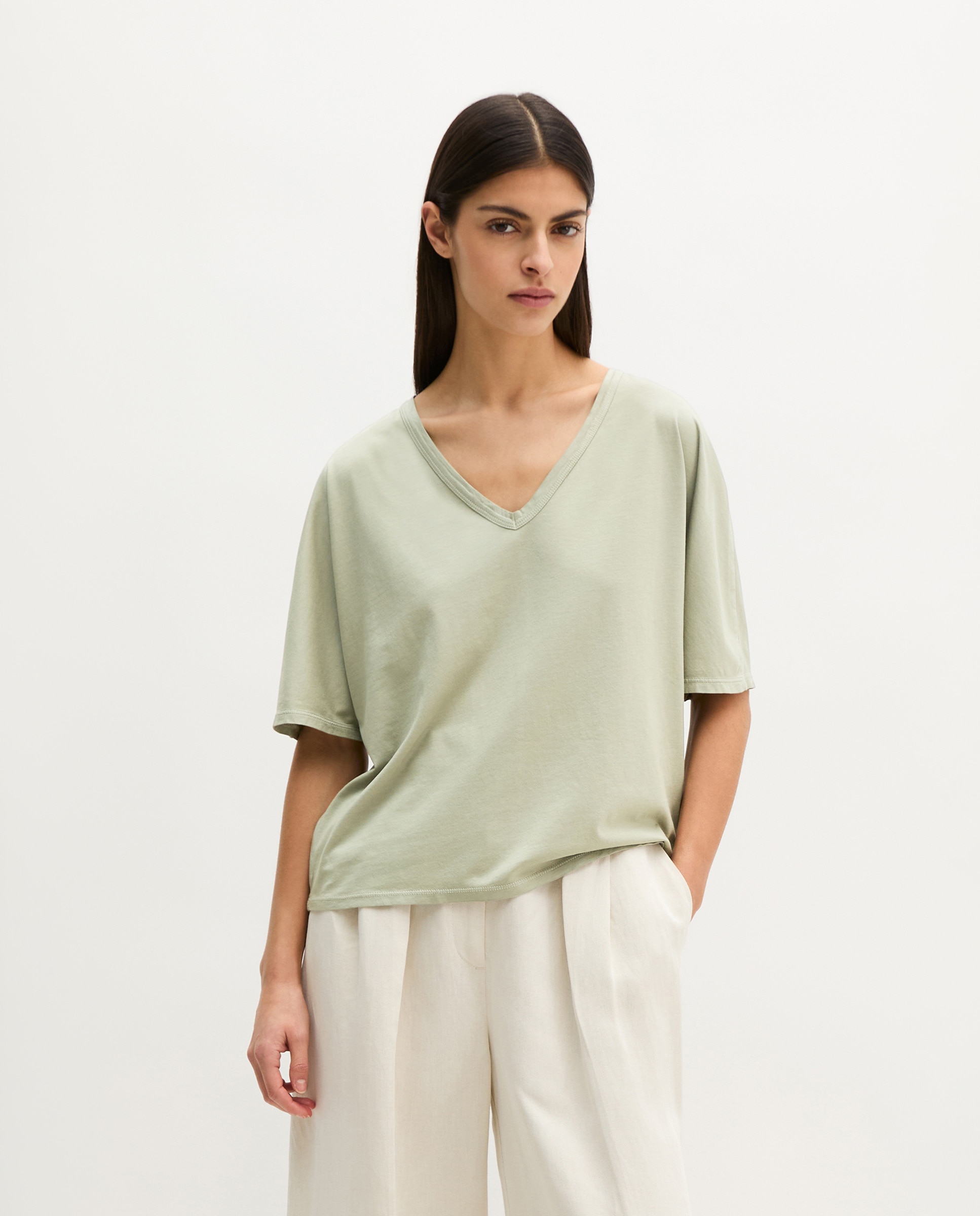 MARC O'POLO - Camiseta de mujer suelta con mangas recortadas.