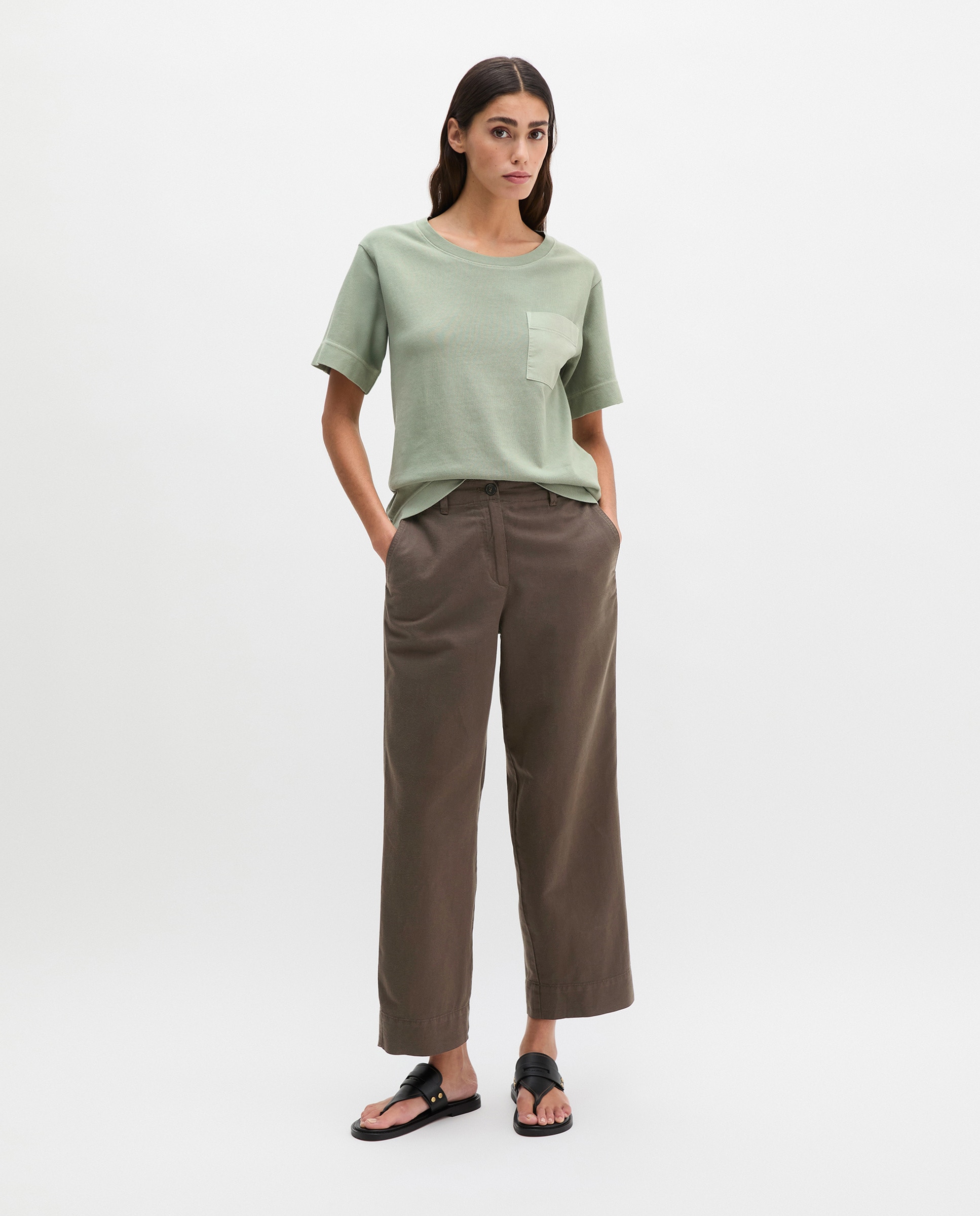 MARC O'POLO - Camiseta de mujer suelta con bolsillo de satén adjunto.