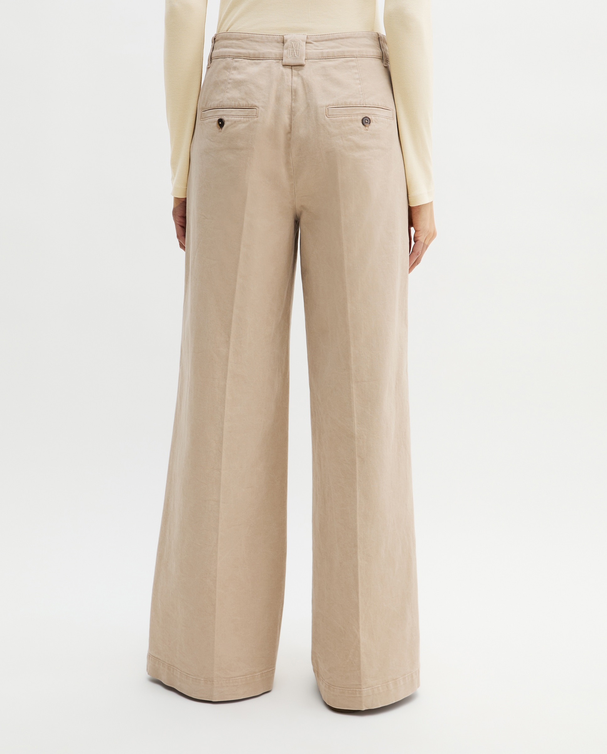 Pantalones anchos de mujer modelo Margo ancho de sarga de algodón ecológico - MARC  O'POLO - Beige Beige-2