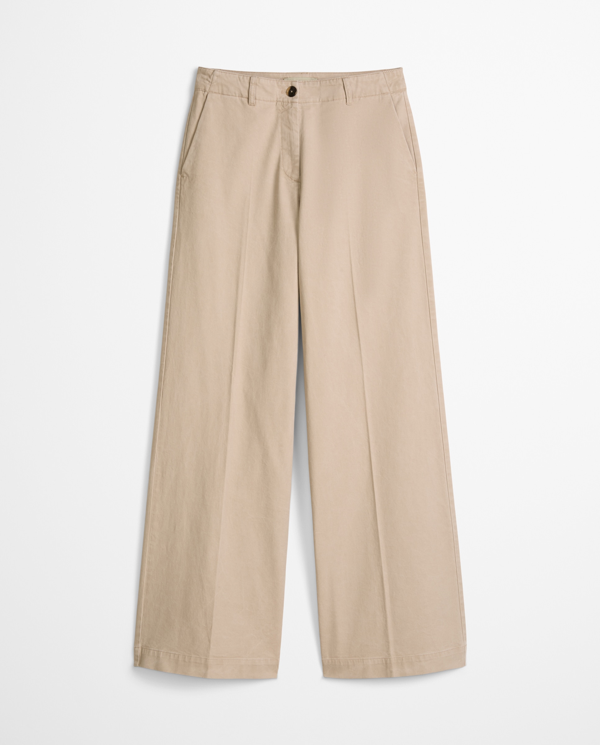 Pantalones anchos de mujer modelo Margo ancho de sarga de algodón ecológico - MARC  O'POLO - Beige Beige-6