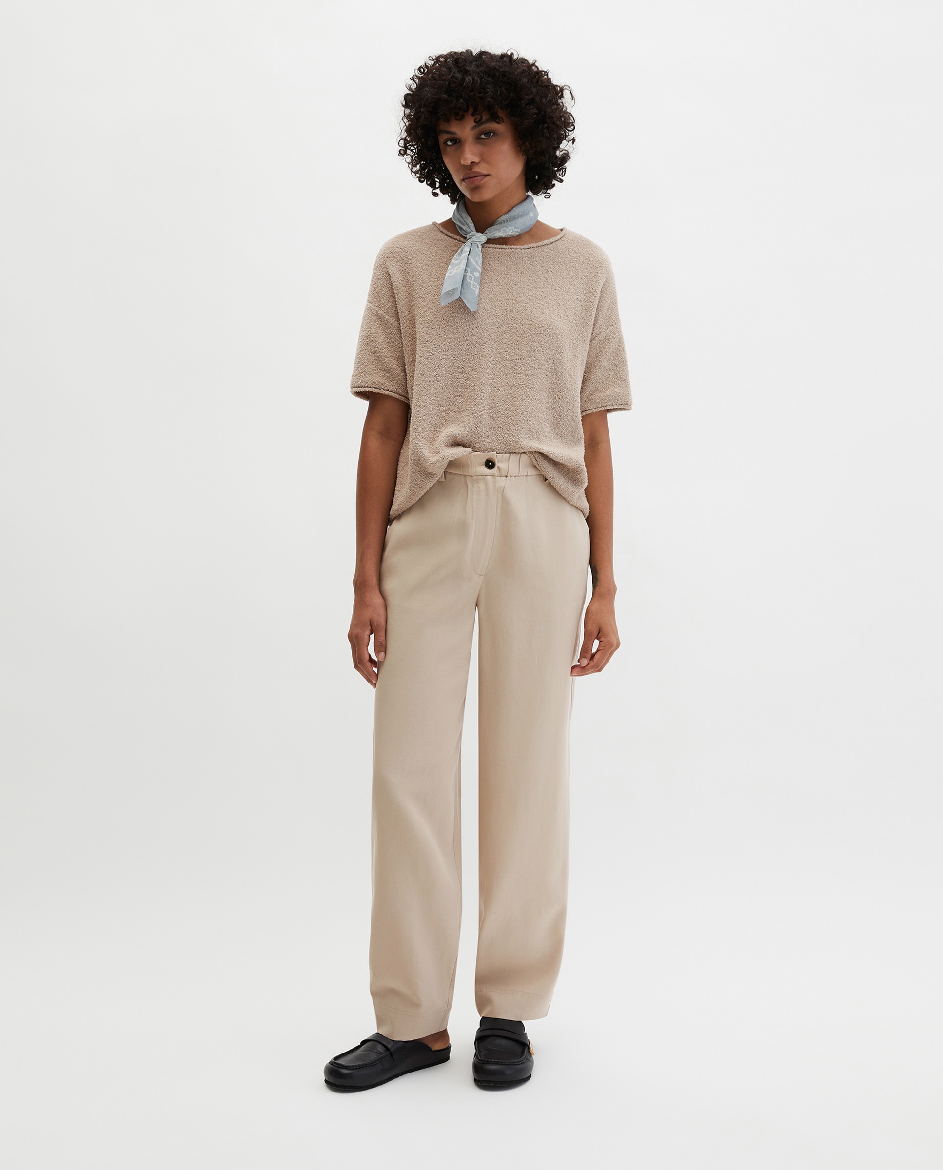 Imagen 0 de Pantalones rectos modelo Minu barrel de una mezcla de lyocell y lino Beige