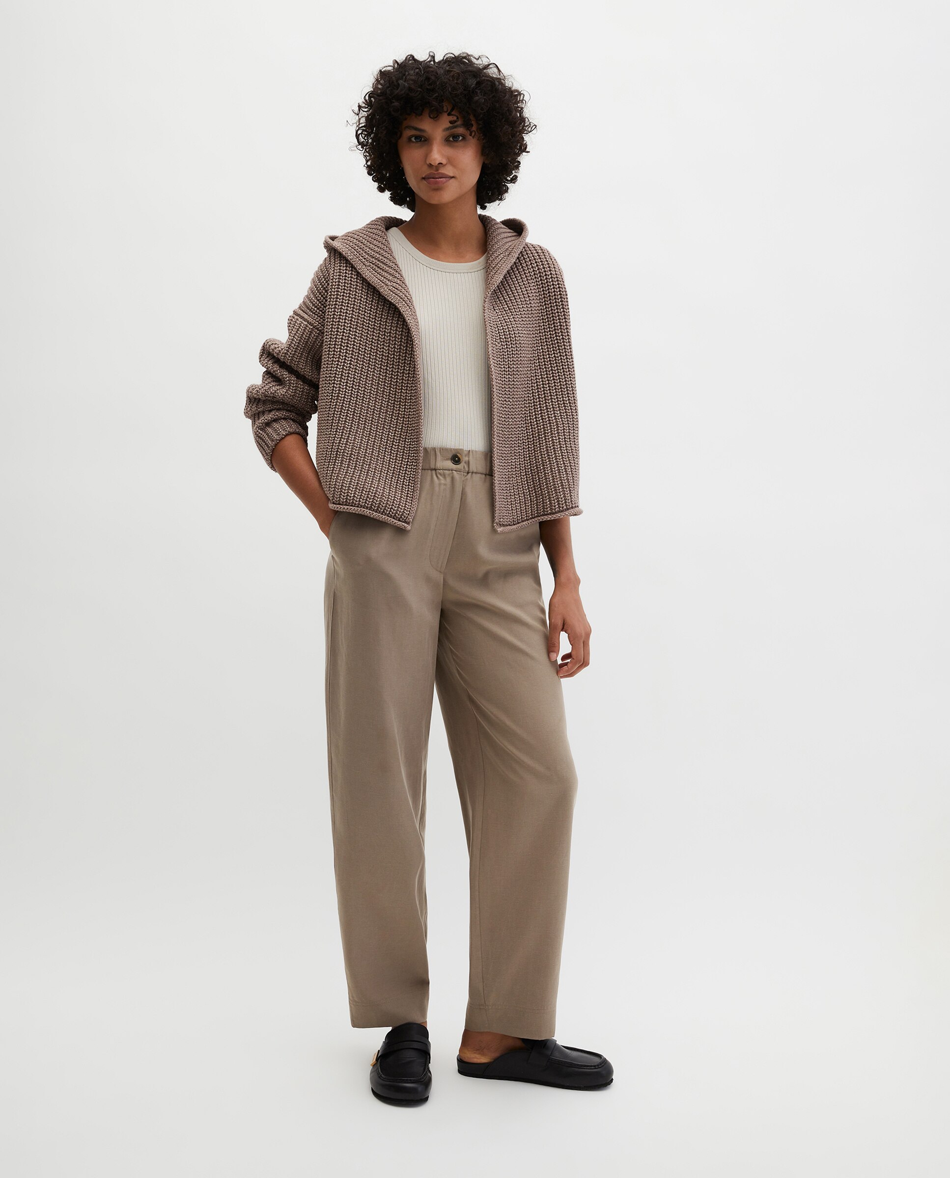 Pantalones rectos modelo Minu barrel de una mezcla de lyocell y lino - MARC  O'POLO - Marrón claro Marrón claro-1