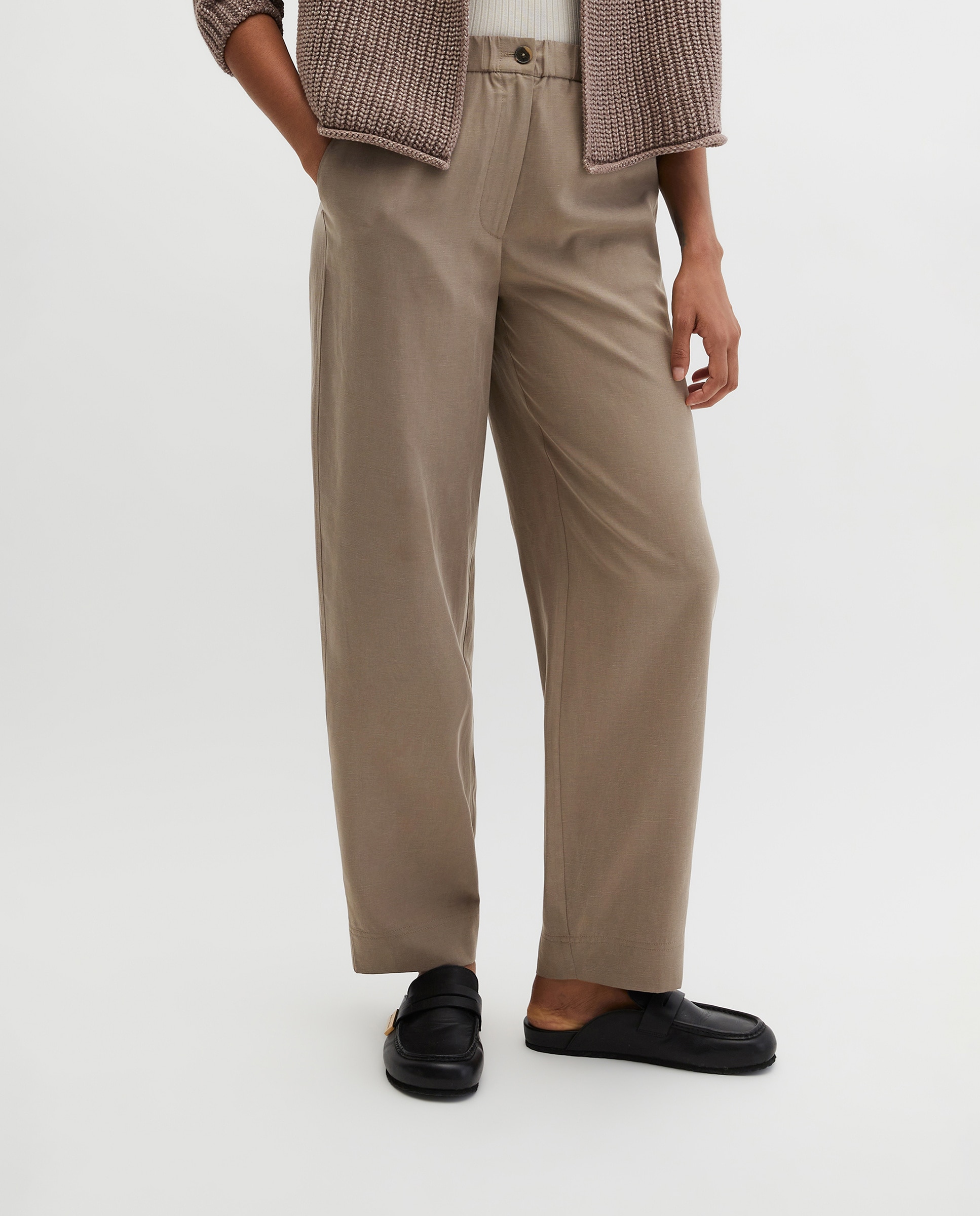 Pantalones rectos modelo Minu barrel de una mezcla de lyocell y lino - MARC  O'POLO - Marrón claro Marrón claro-3