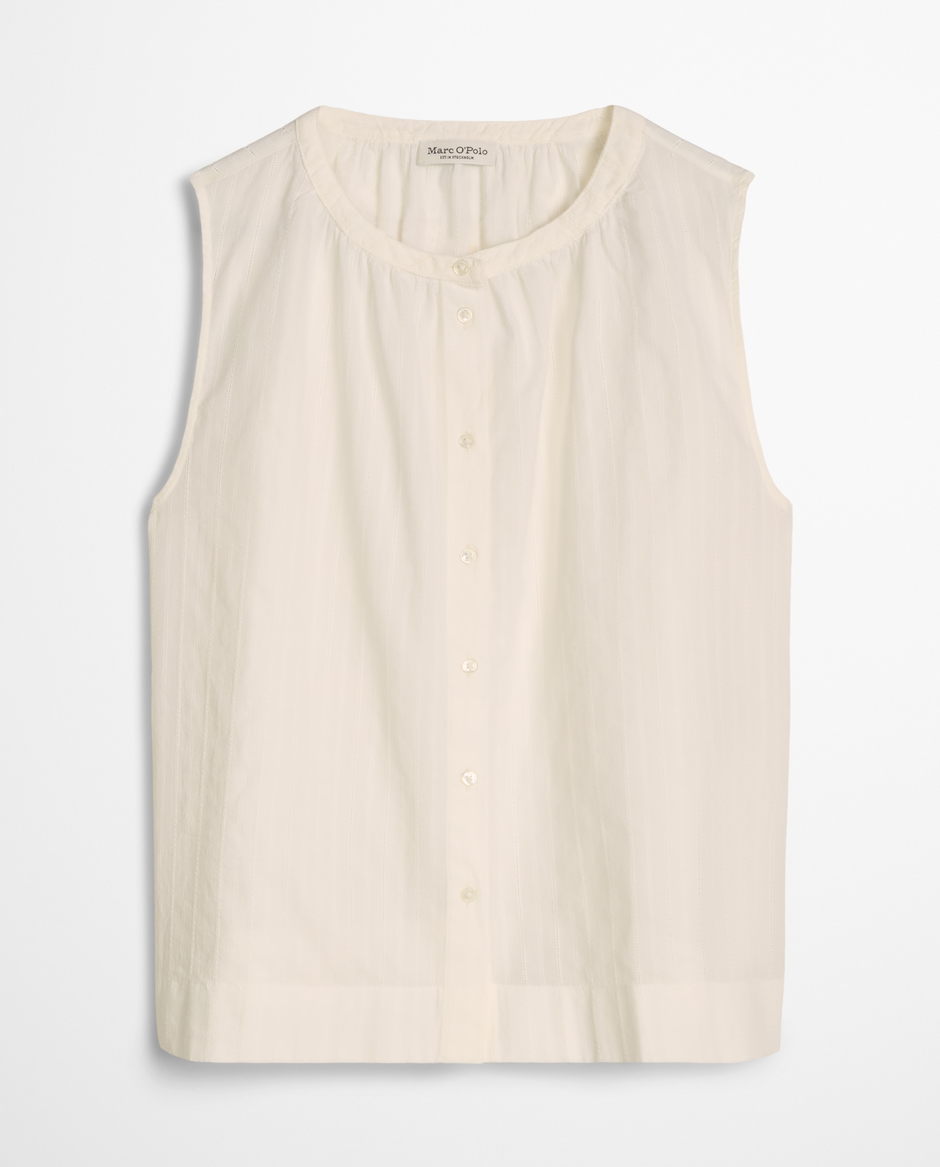 Blusa sin mangas regular de voile de algodón con finos bordados perforados - MARC  O'POLO - Blanco Blanco-6
