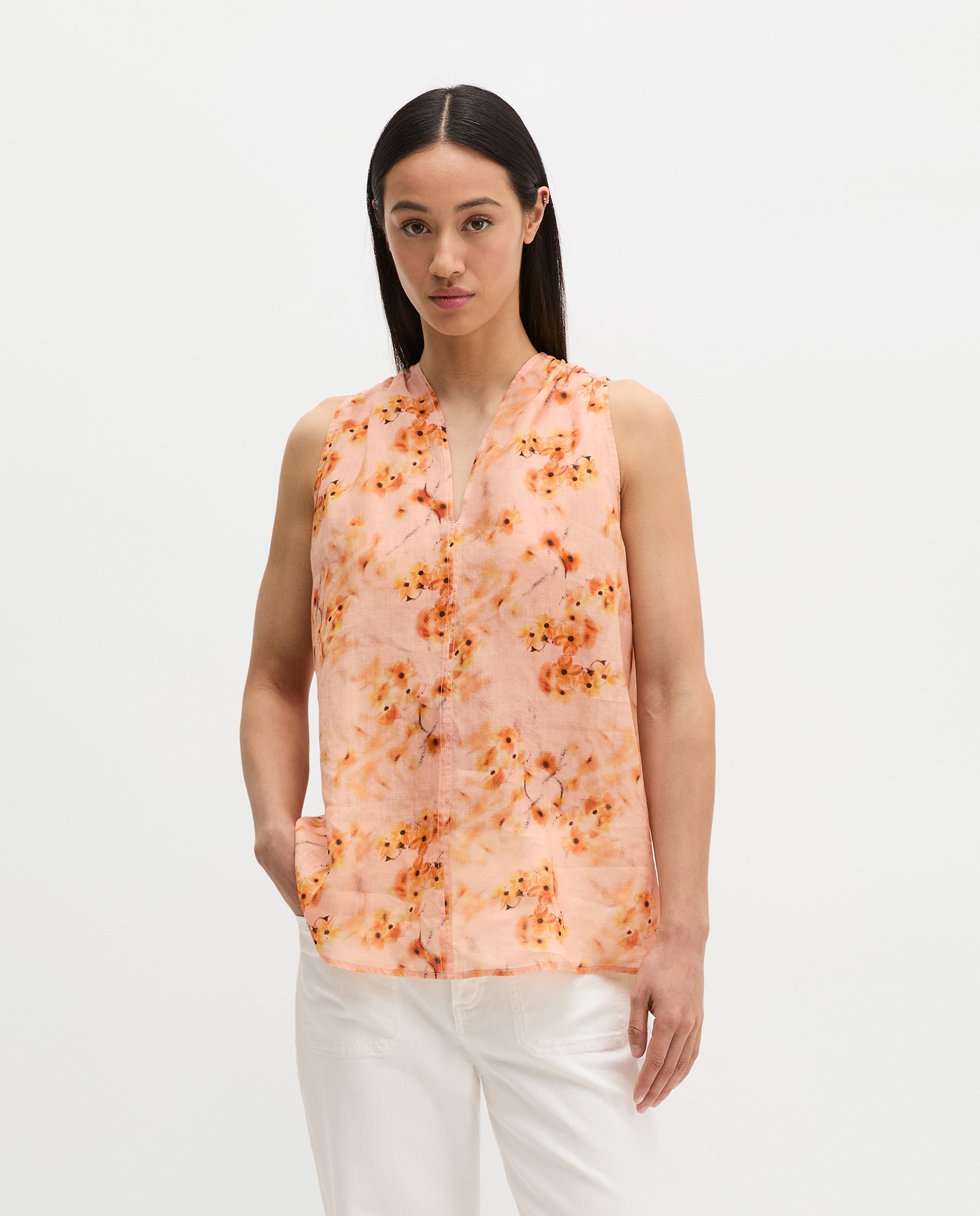 MARC O'POLO - Blusa relajada sin mangas de suave fibra de ramio.