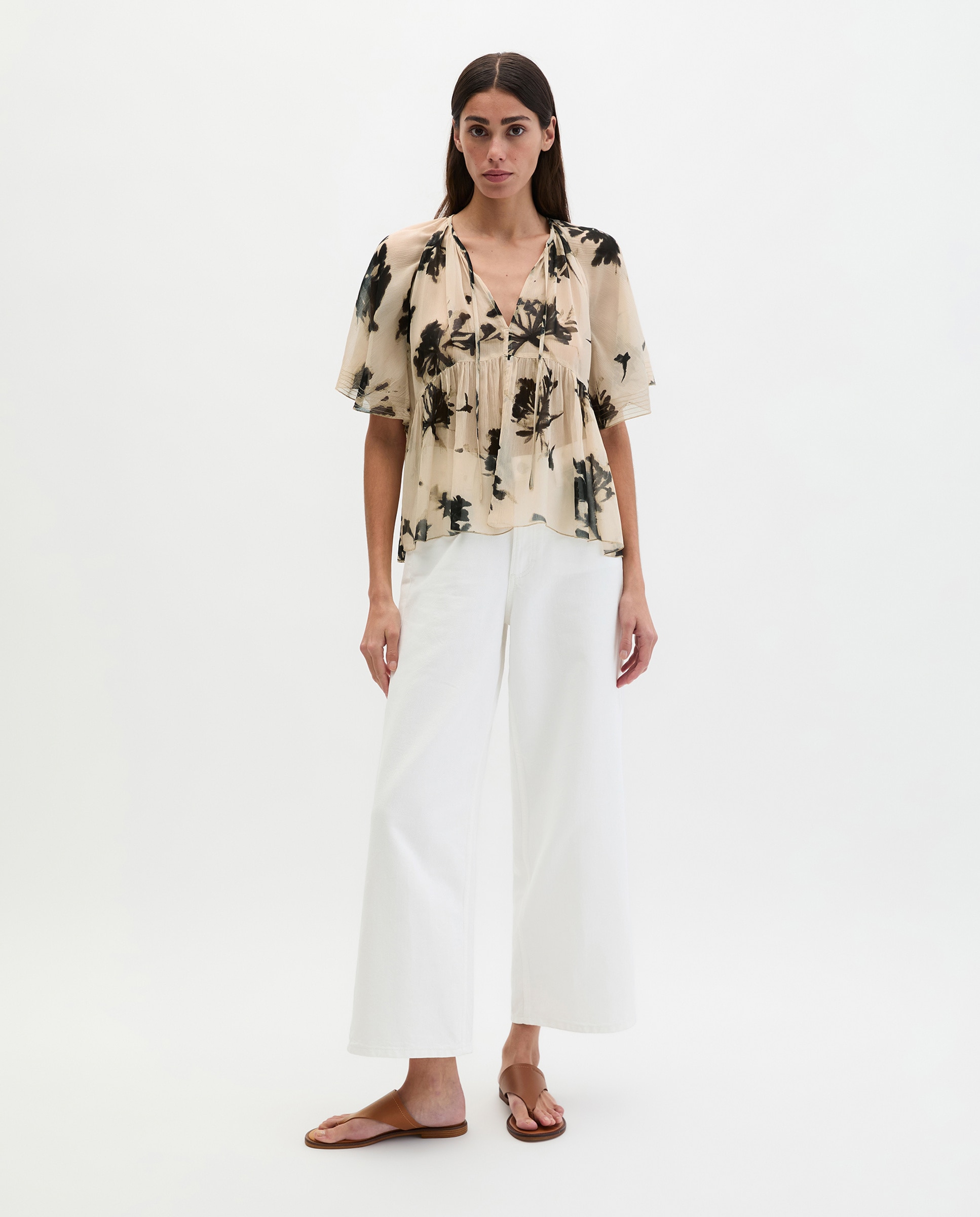 MARC O'POLO - Blusa estampada suelta de viscosa arrugada.