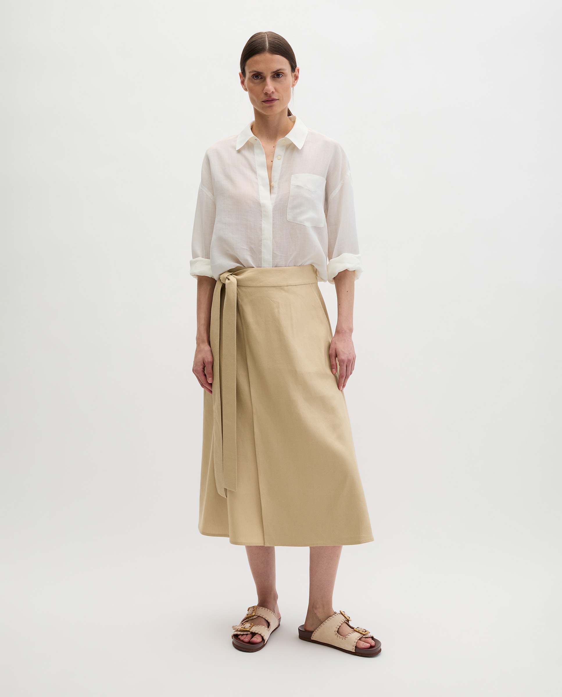 MARC O'POLO - Falda regular de viscosa lino stretch.
