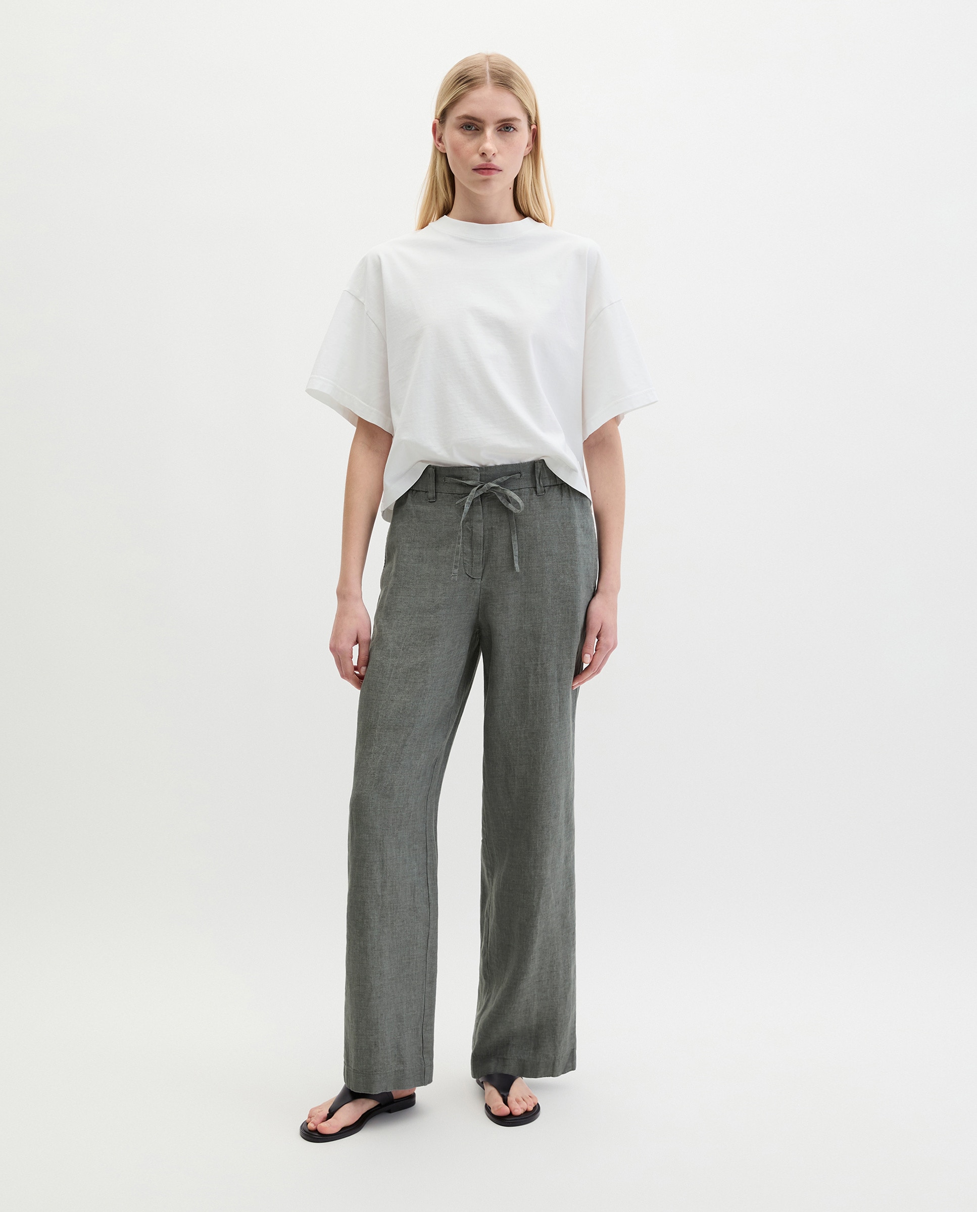 MARC O'POLO - Pantalón recto de lino con cintura elástica.