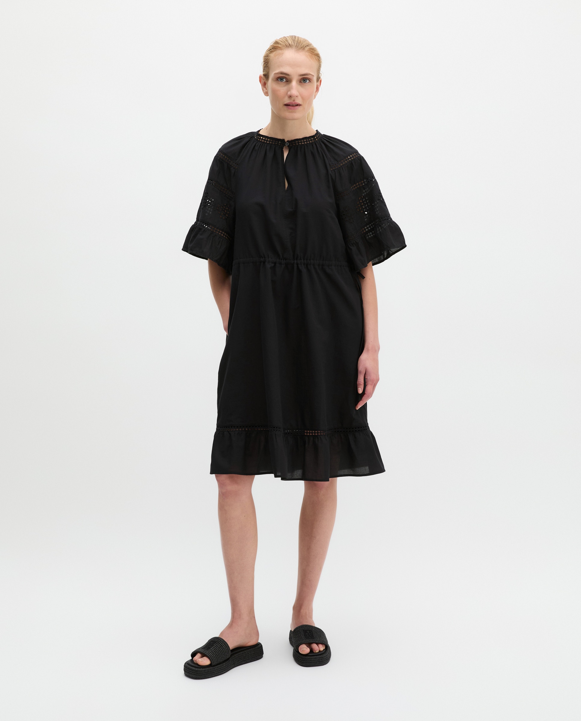 Vestido boho de estilo folclórico suelto de gasa de algodón bordada - MARC  O'POLO - Negro Negro-1