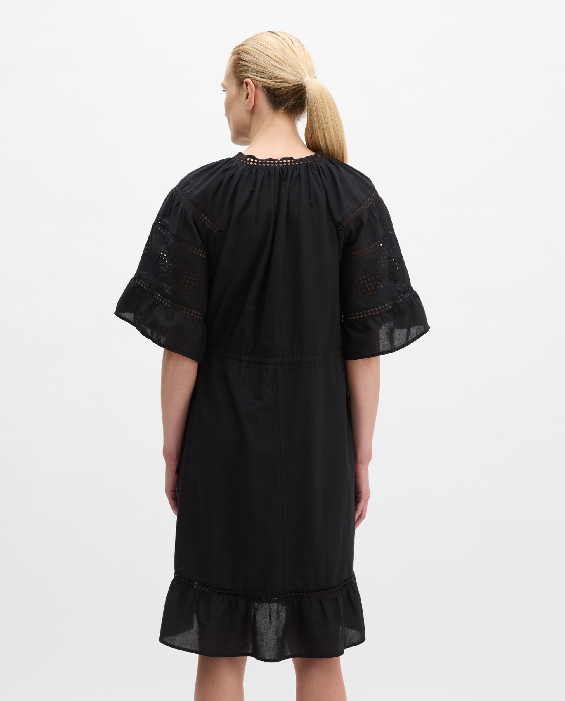 Vestido boho de estilo folclórico suelto de gasa de algodón bordada - MARC  O'POLO - Negro Negro-2