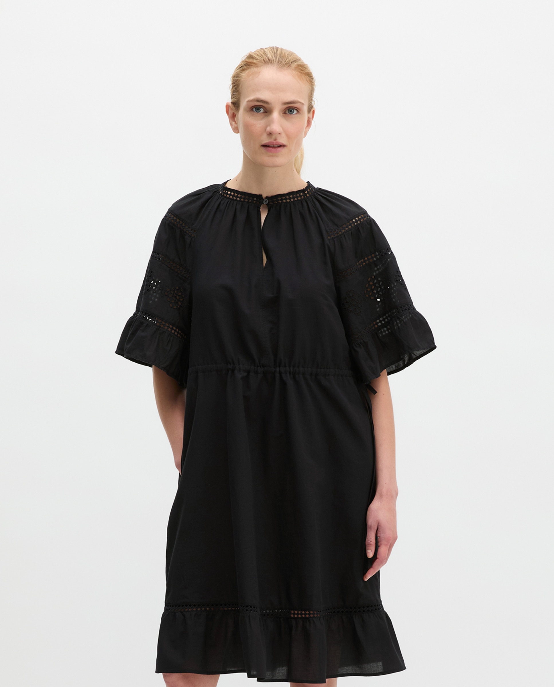 Vestido boho de estilo folclórico suelto de gasa de algodón bordada - MARC  O'POLO - Negro Negro-3