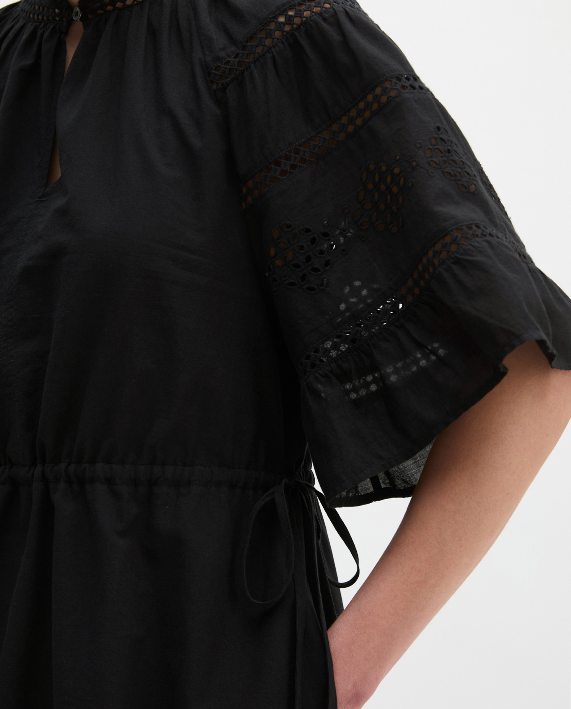 Vestido boho de estilo folclórico suelto de gasa de algodón bordada - MARC  O'POLO - Negro Negro-4