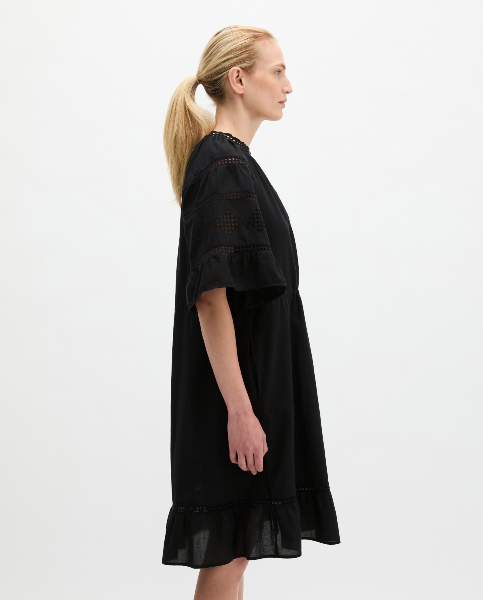 Vestido boho de estilo folclórico suelto de gasa de algodón bordada - MARC  O'POLO - Negro Negro-5