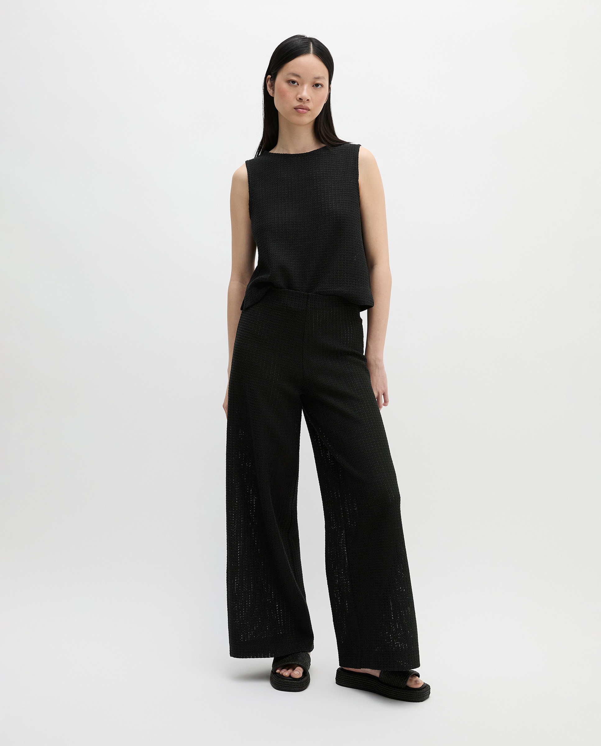 MARC O'POLO - Pantalón de ganchillo slim de punto de mezcla de algodón.