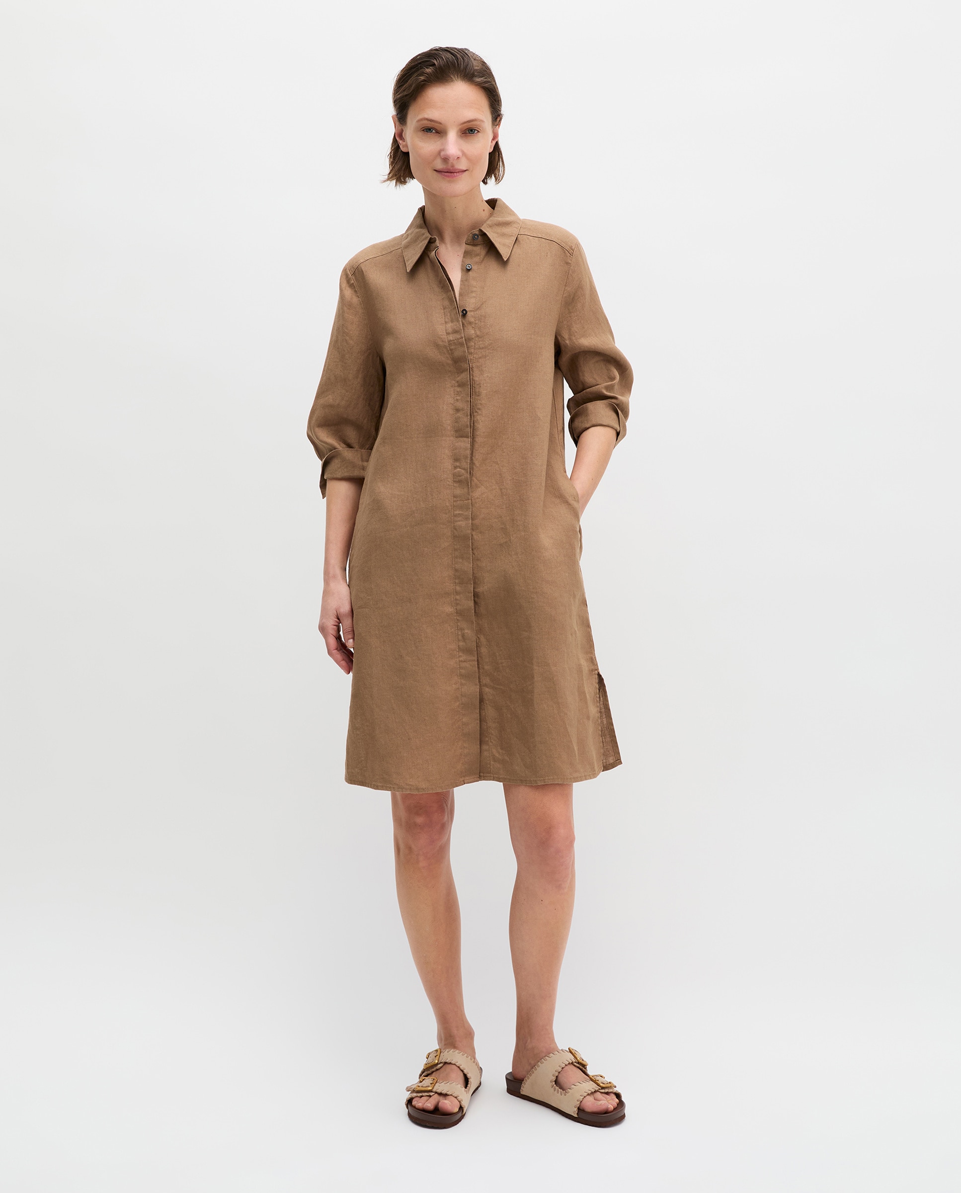 MARC O'POLO - Vestido suelto de lino con cremallera sin costuras.