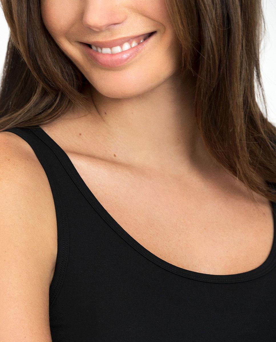 Camiseta de mujer de tirantes lisa de algodón orgánico - Bread & Boxers - Negro Negro-4