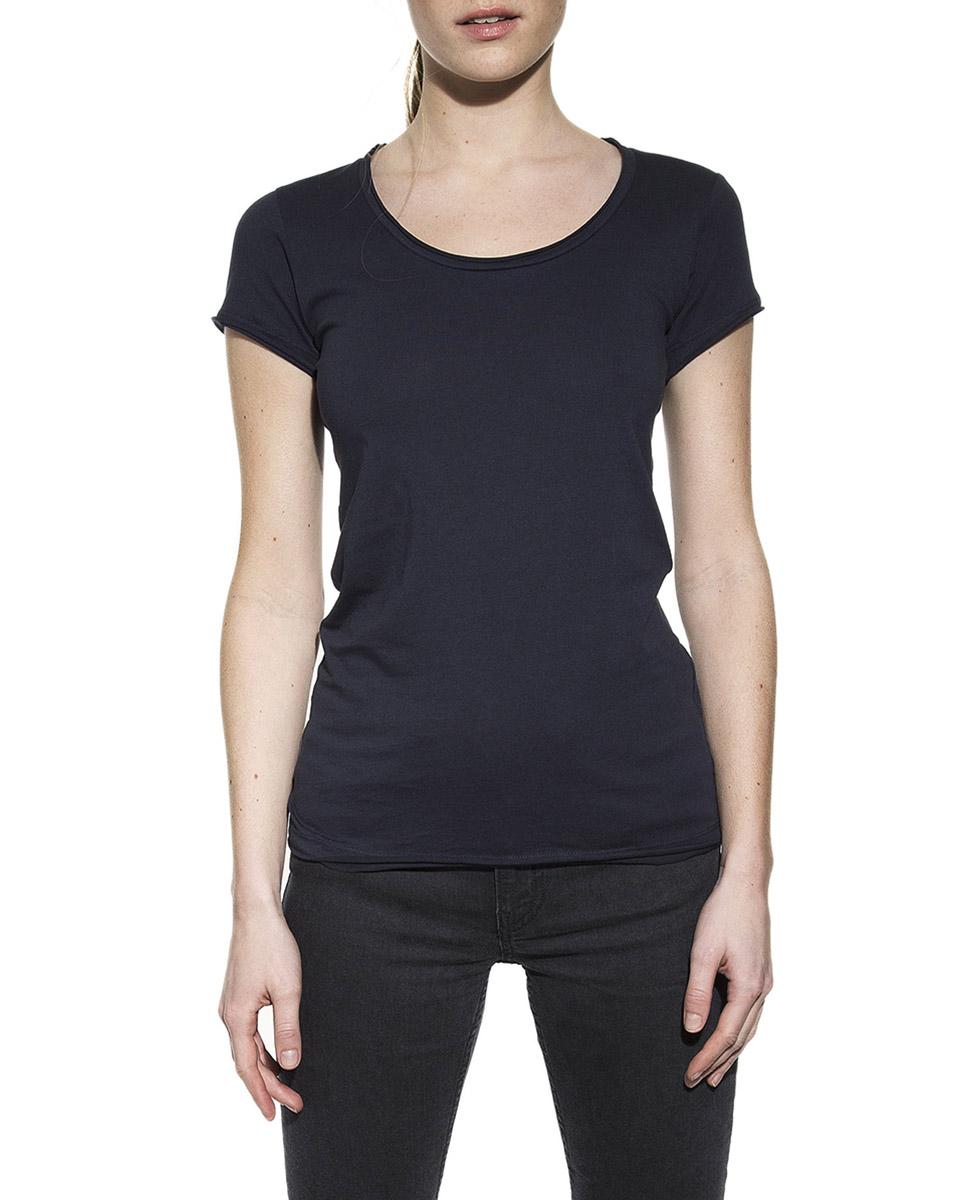 Camiseta de mujer algodón orgánico manga corta cuello redondo - Bread & Boxers - Azul marino Azul marino-1