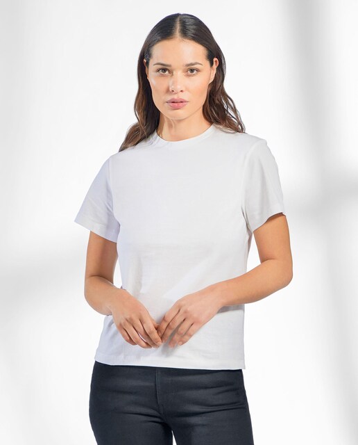 Imagen 0 de Camiseta de mujer de 100% algodón orgánico de manga corta y cuello redondo