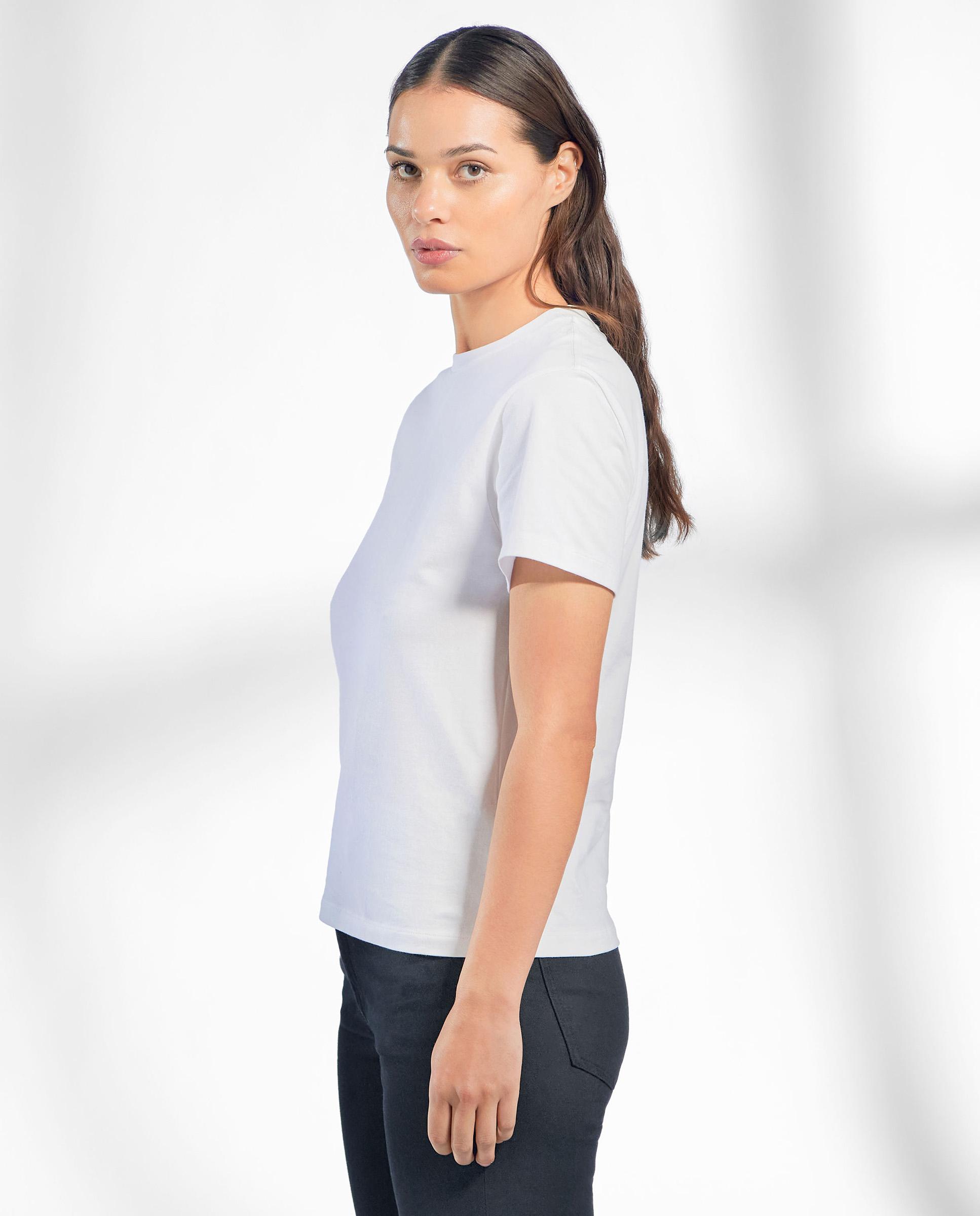 Camiseta de mujer de 100% algodón orgánico de manga corta y cuello redondo Blanco Bread & Boxers Blanco-2
