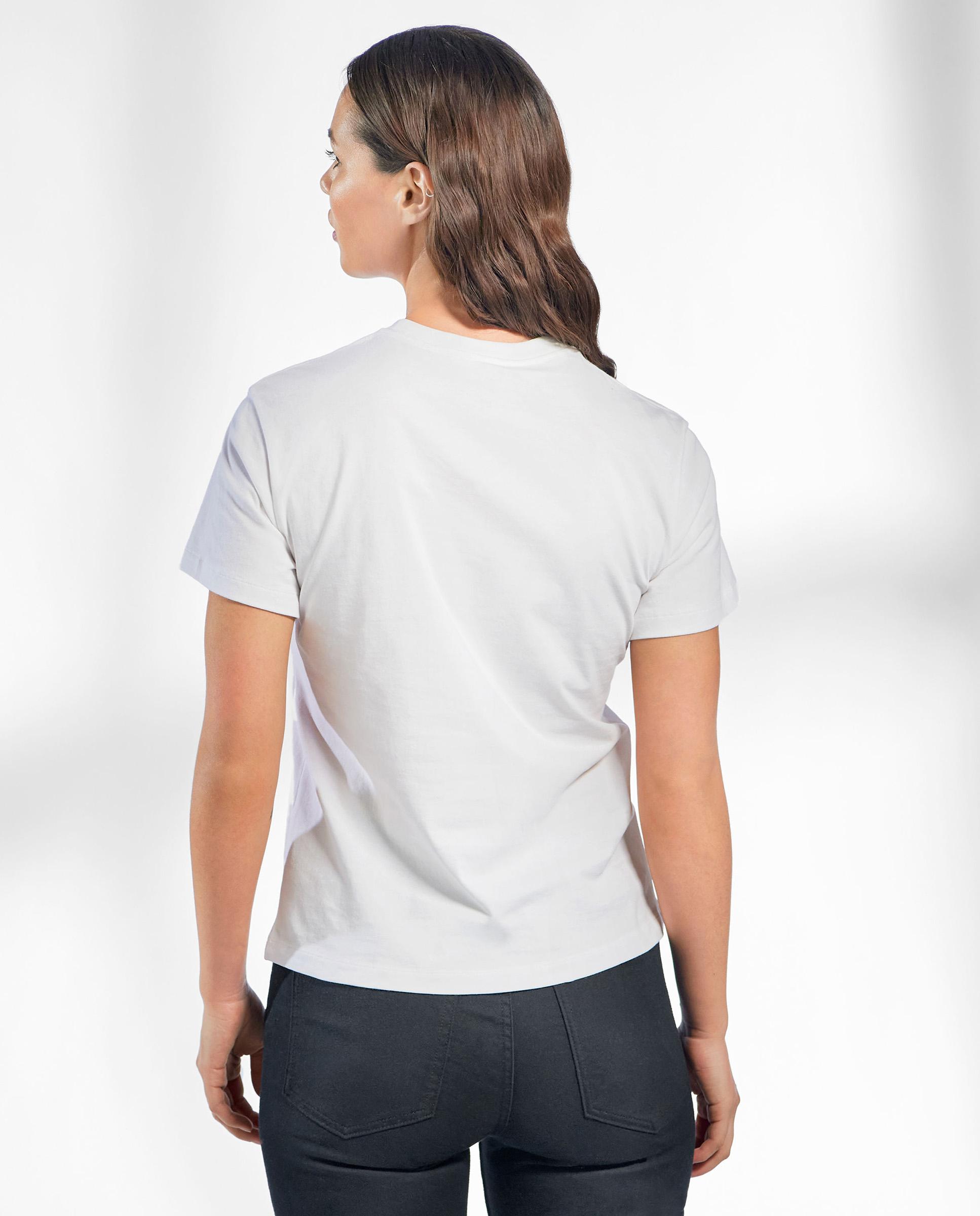 Camiseta de mujer de 100% algodón orgánico de manga corta y cuello redondo Blanco Bread & Boxers Blanco-3